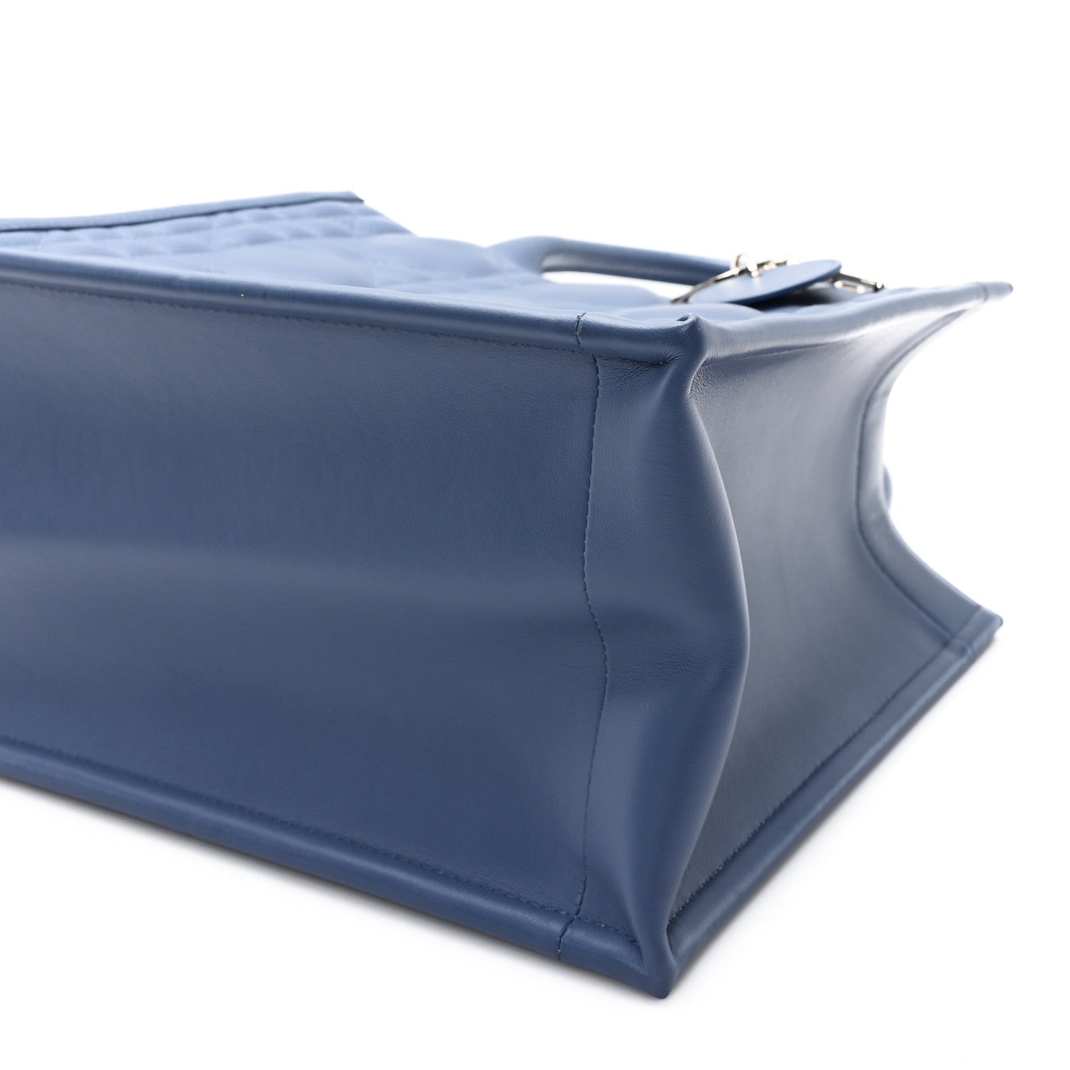 Calfskin Macro Cannage Small Book Tote Denim Blue