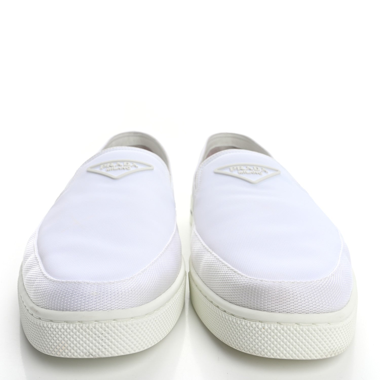 Technical Nylon Triangle Logo Mens Slip On Sneakers 11 White