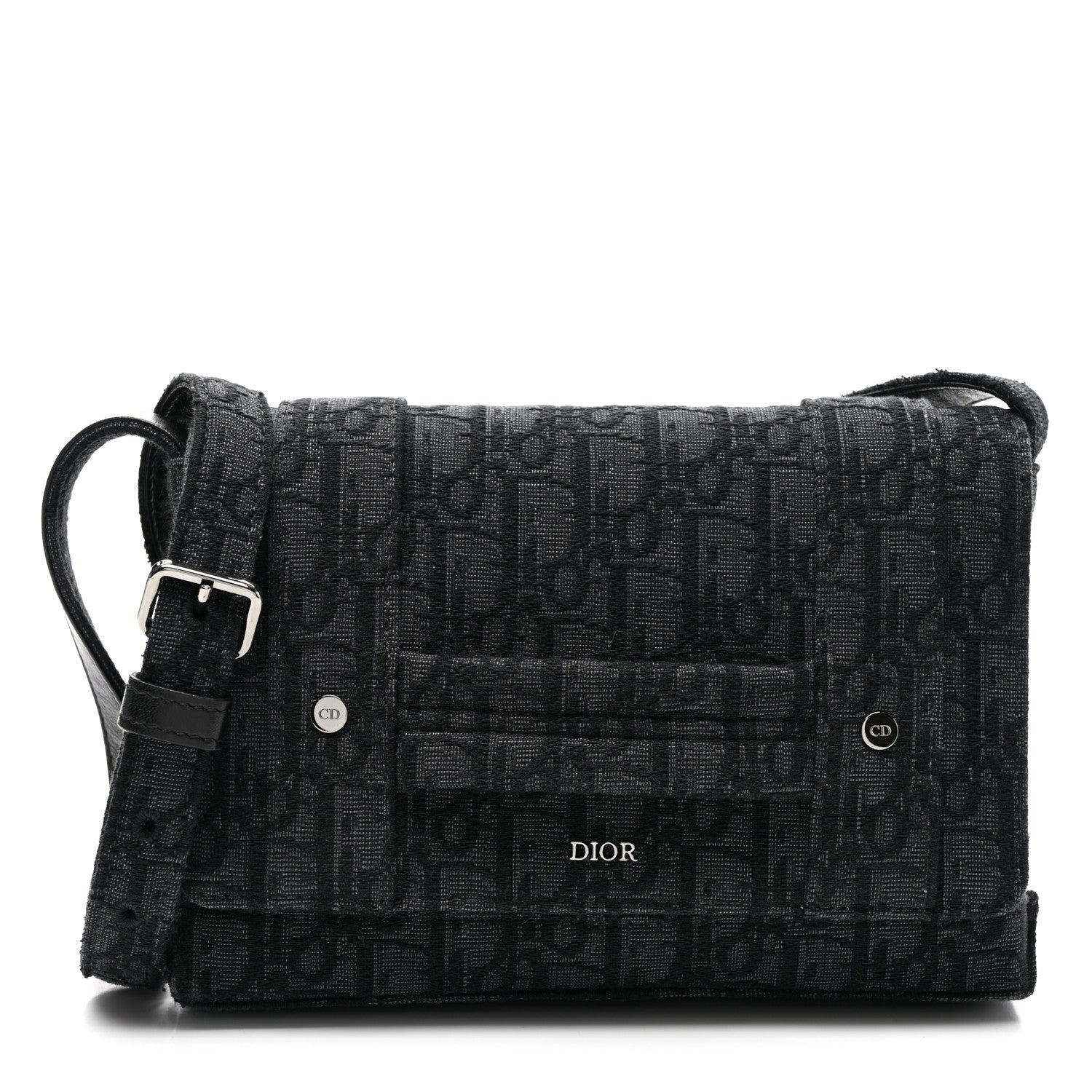 HOMME Oblique Canvas Flap Messenger Black