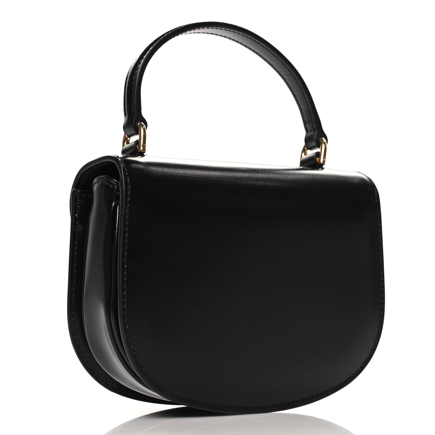 Shiny Calfskin Triomphe Mini Besace Clea Black