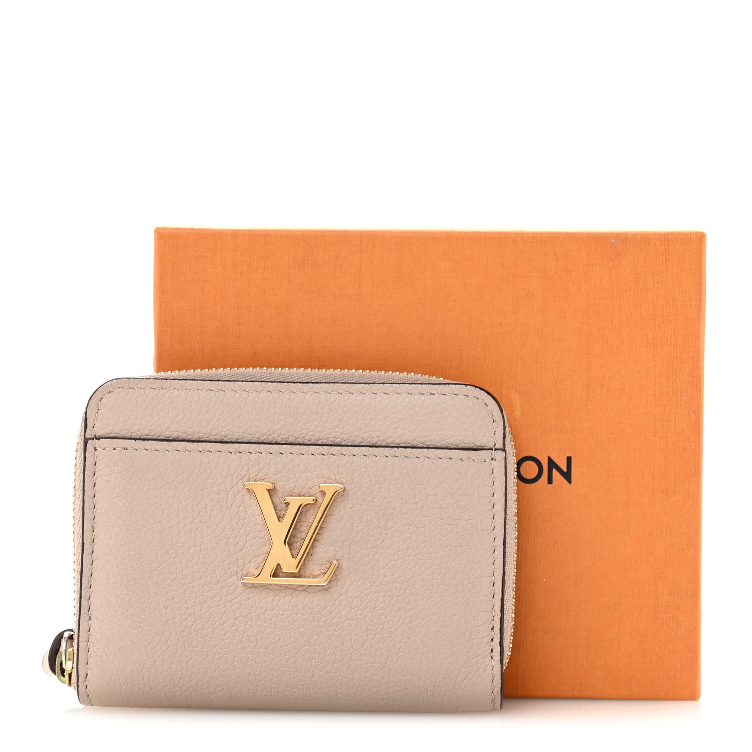 Calfskin Lockme Zippy Coin Purse Greige