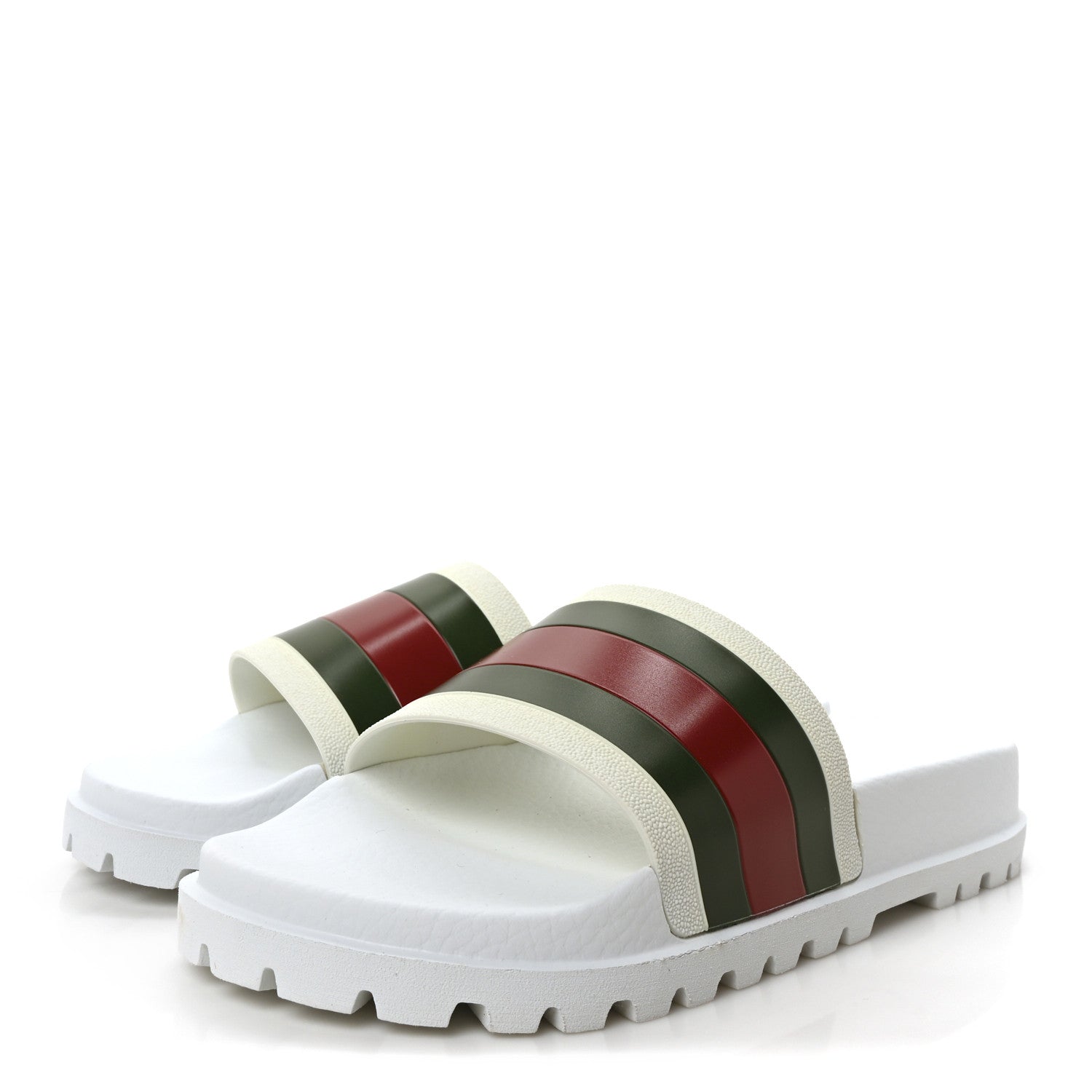 Rubber Web Mens Lug Sole Slide Sandals 8 Great White Vert Red
