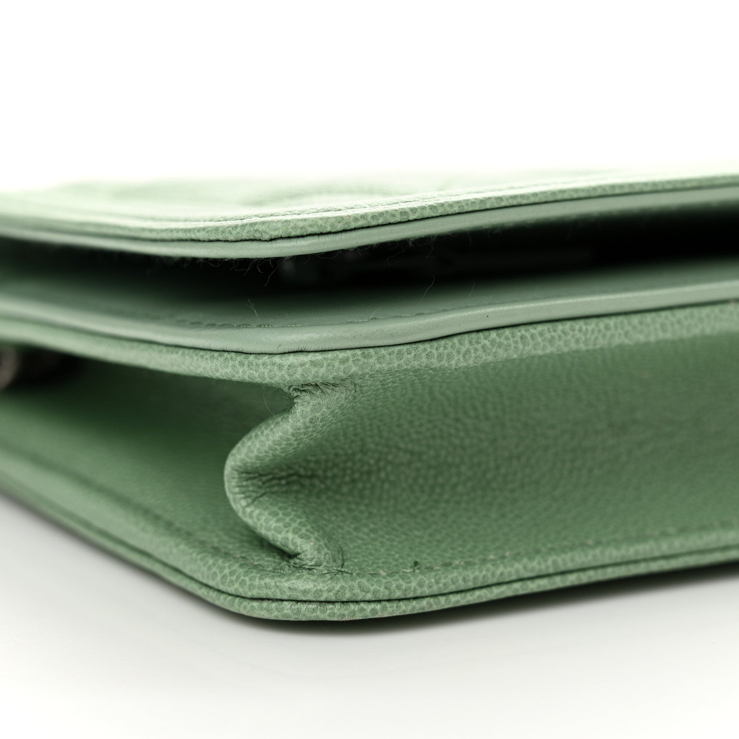 Caviar Quilted Boy Wallet On Chain WOC Light Green