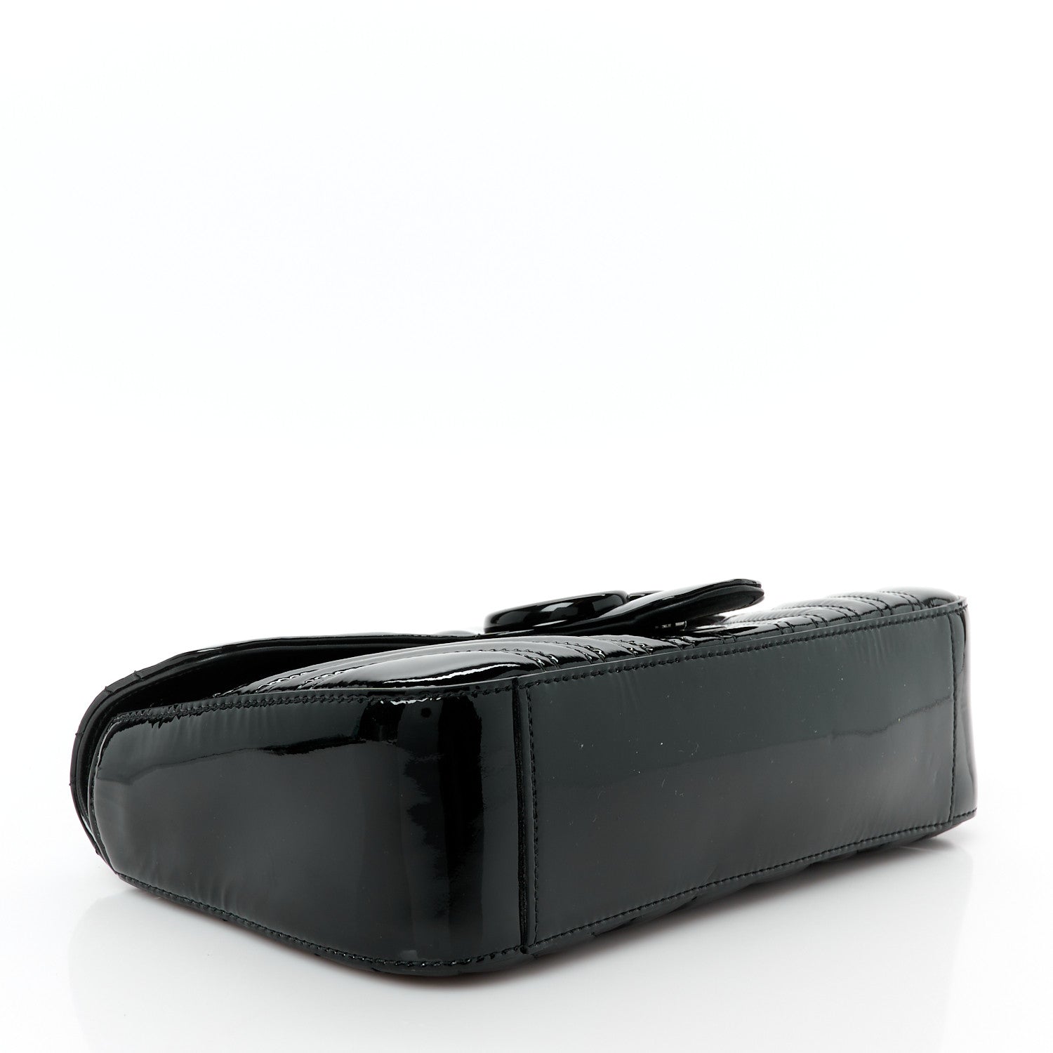 Patent Calfskin Matelasse Monochrome Small GG Marmont Shoulder Bag Black