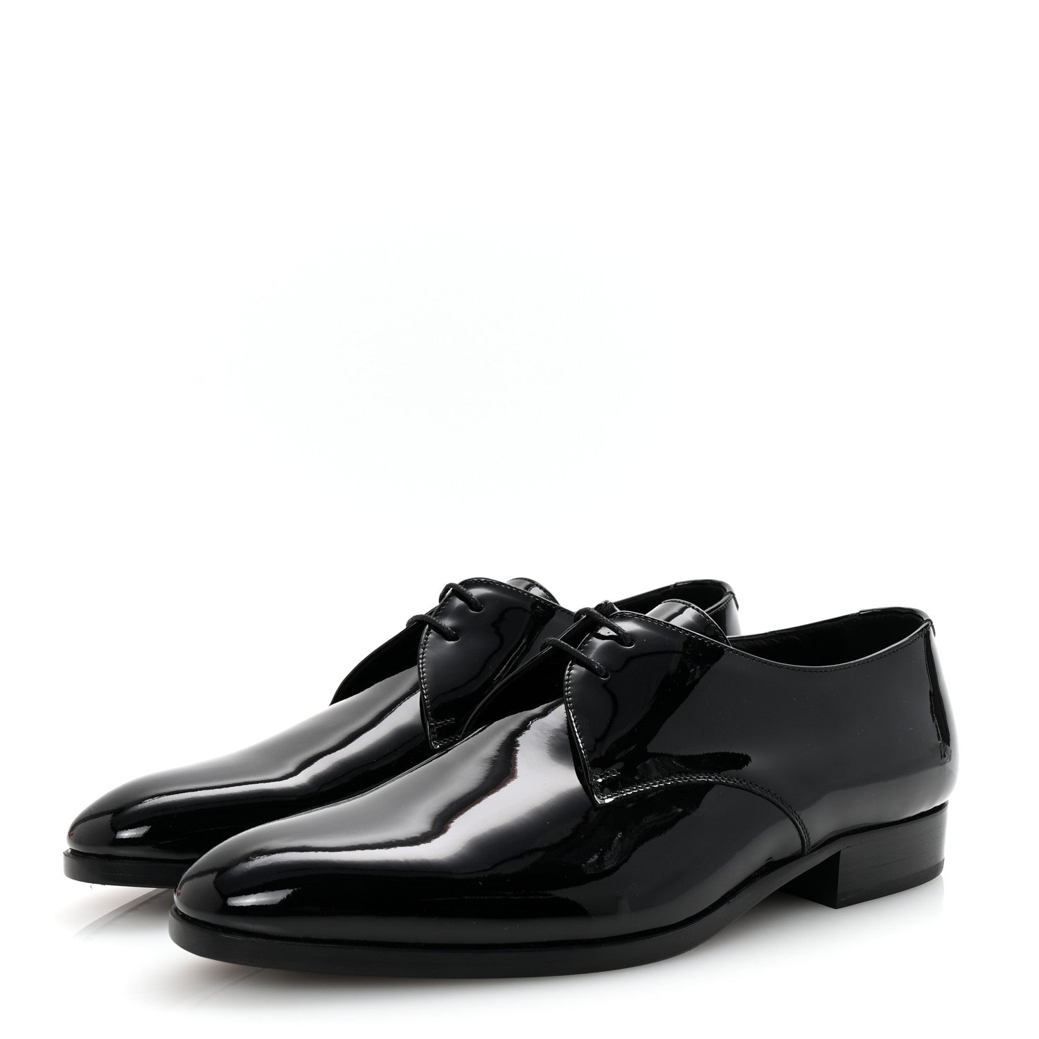 Patent Calfskin Mens Derby Lace Up Shoes 41.5 Black