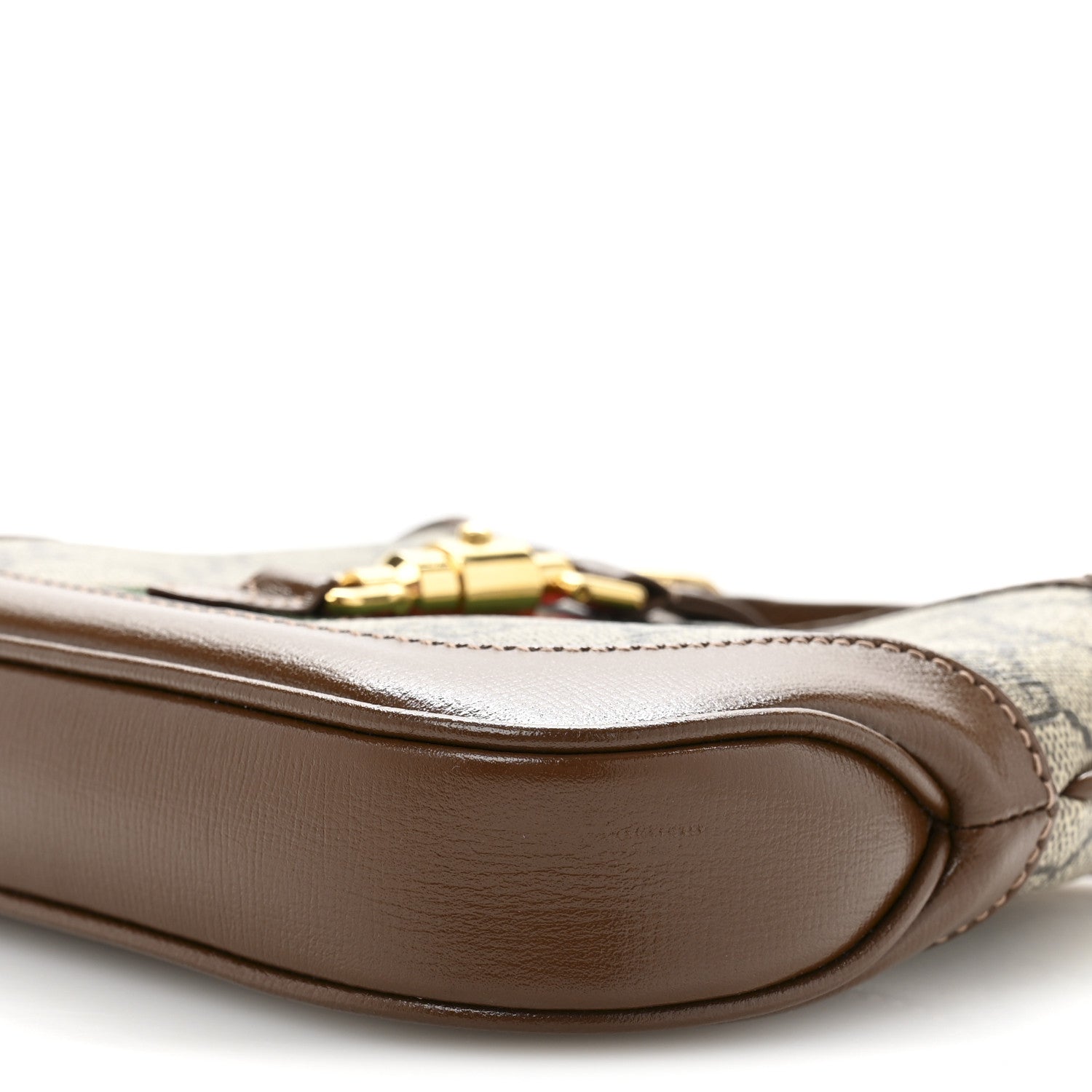 GG Supreme Monogram Azalea Calfskin Web Mini Jackie 1961 Hobo Beige Ebony Brown Sugar