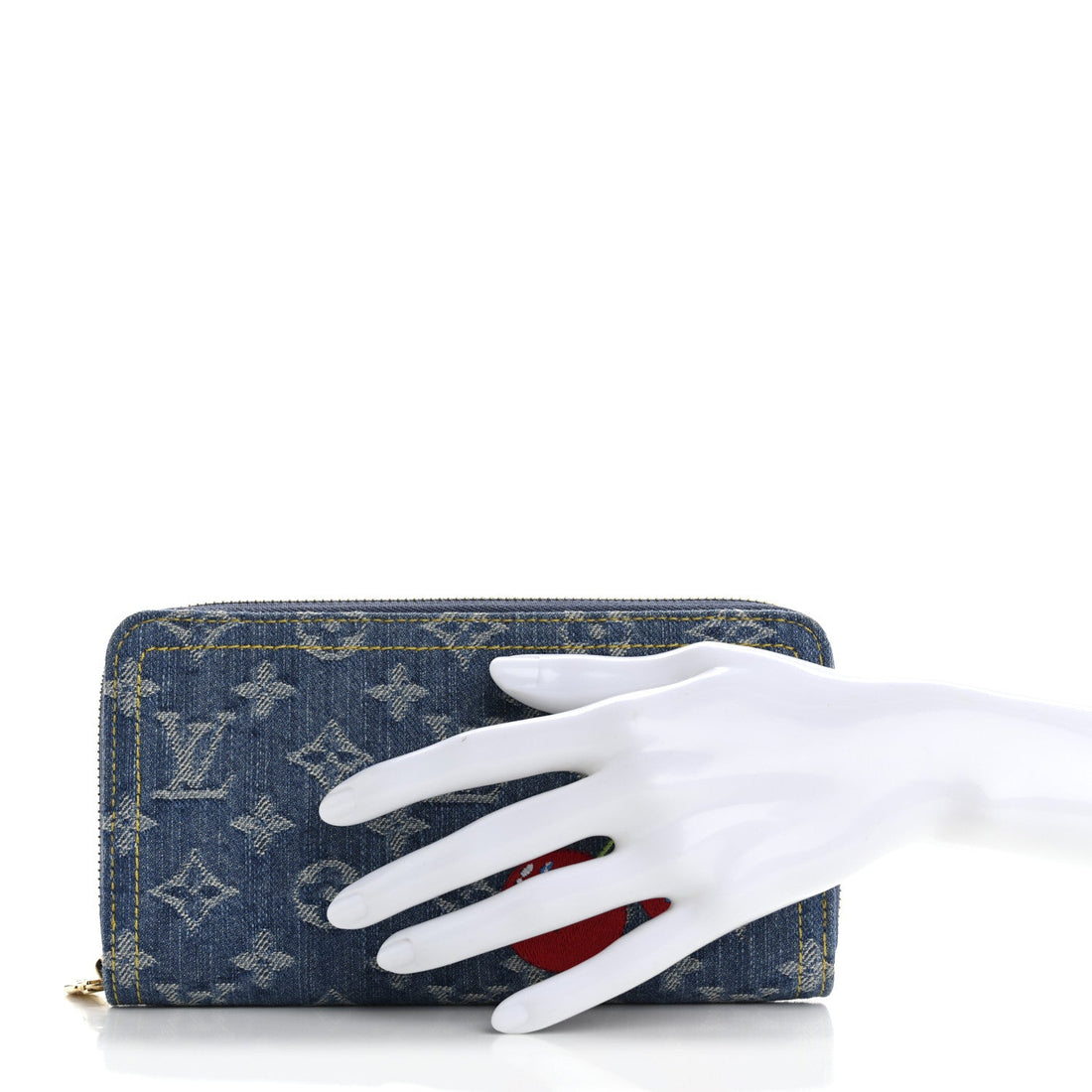 LV X TM Monogram Denim Cerises Zippy Wallet Blue