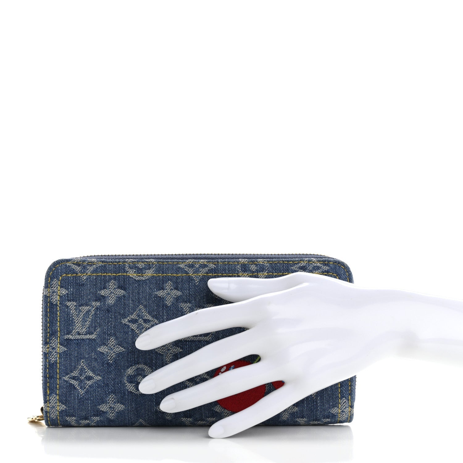 LV X TM Monogram Denim Cerises Zippy Wallet Blue