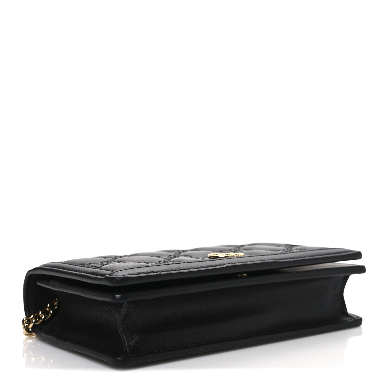 Calfskin GG Matelasse Chain Wallet Black