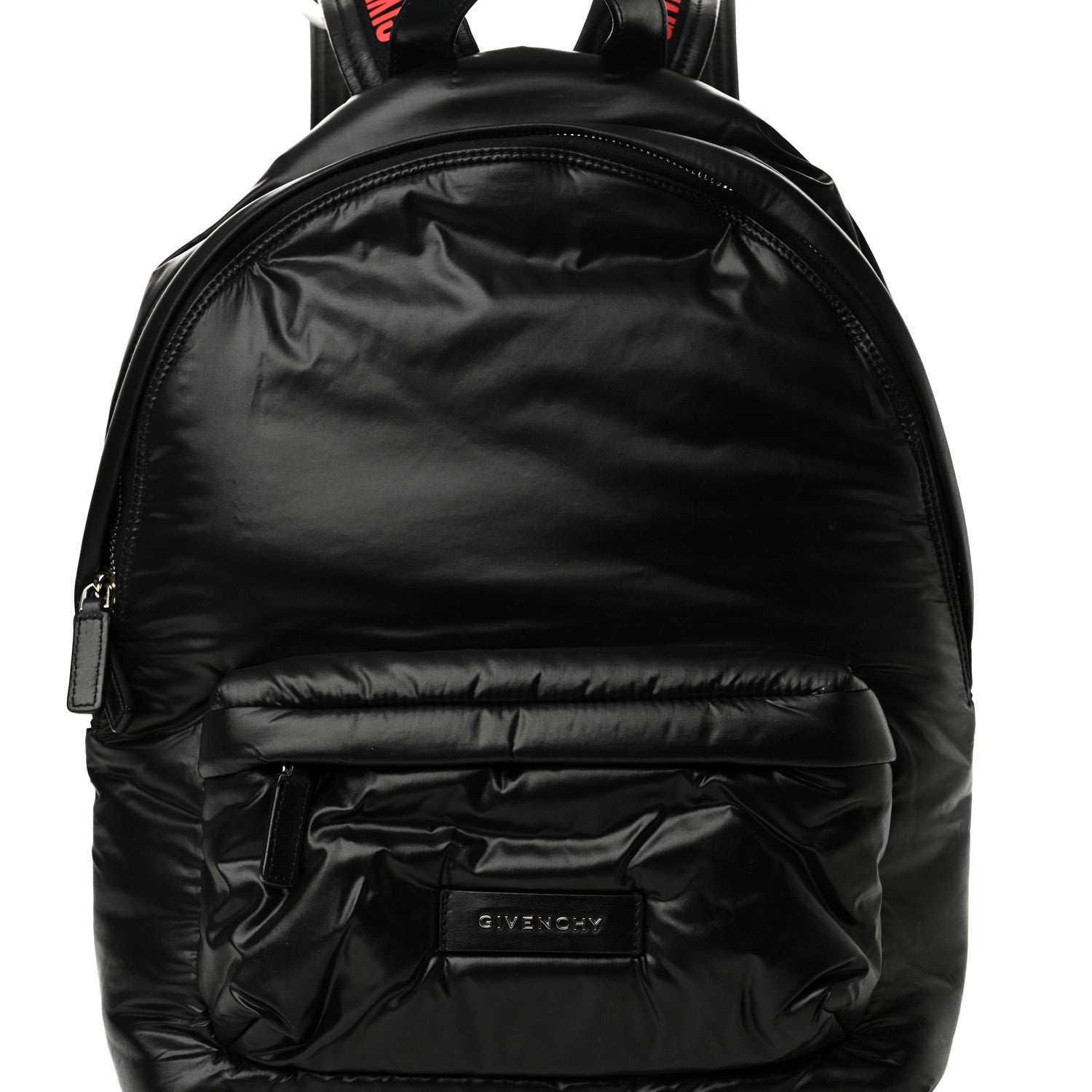 Padded Nylon Small Backpack Black Red