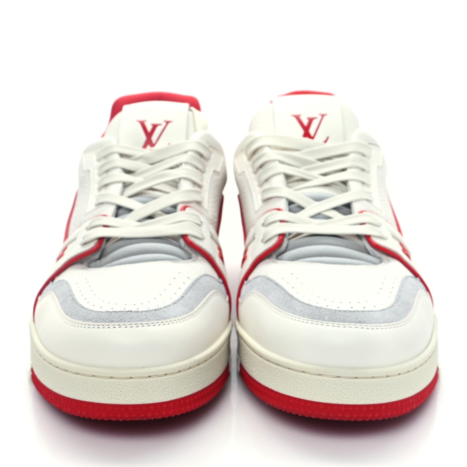 Grained Calfskin Script Mens LV Trainer Sneakers 9 Red