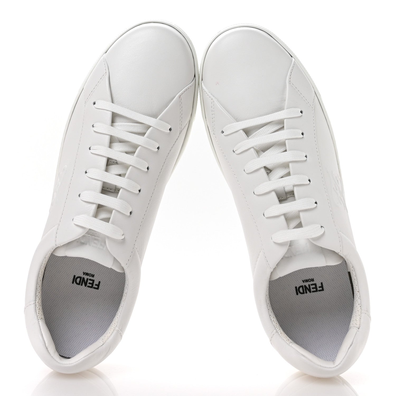 Vitello Karligraphy Embossed Low Top Sneakers 38.5 White