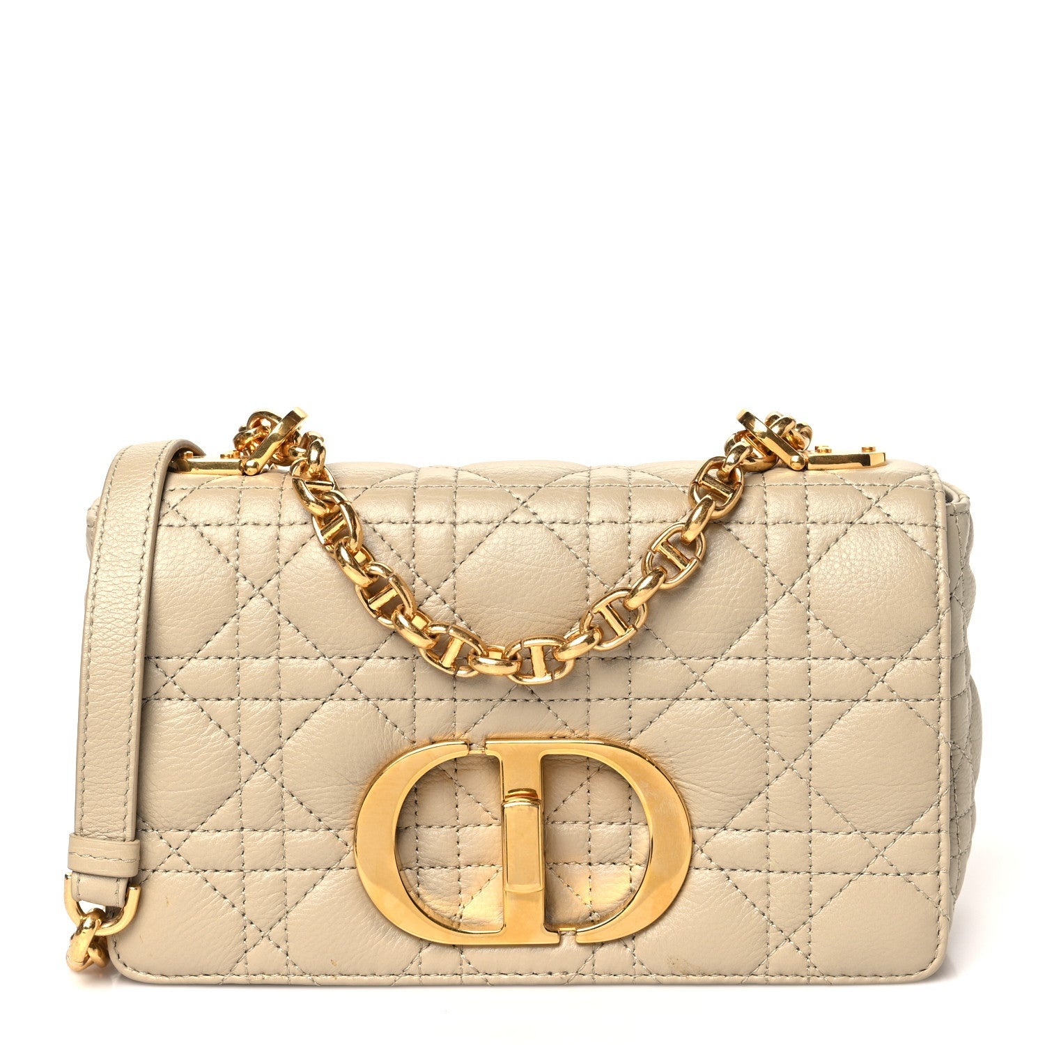 Grained Calfskin Cannage Small Caro Bag Beige