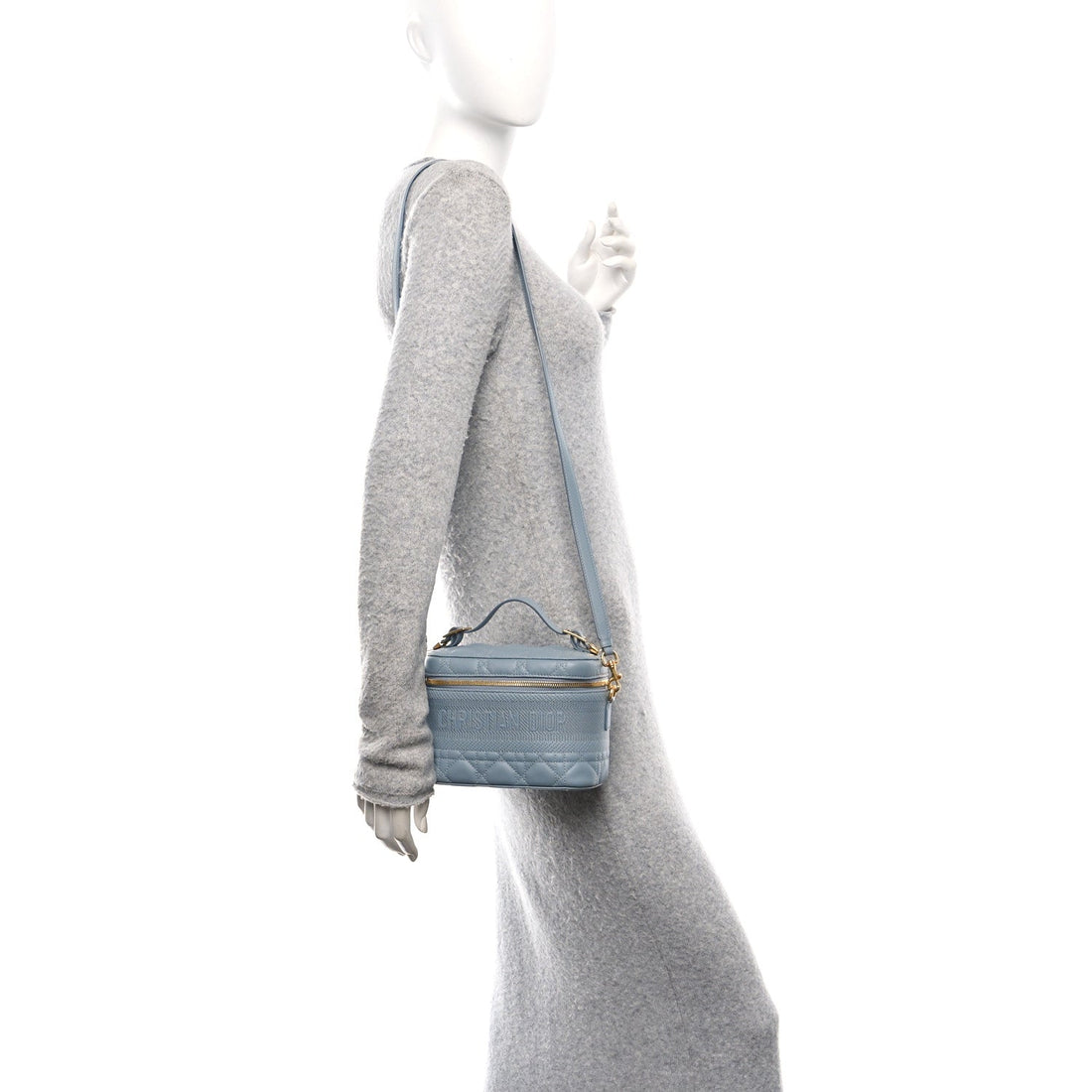 Lambskin Cannage Small Diortravel Vanity Case Cloud Blue