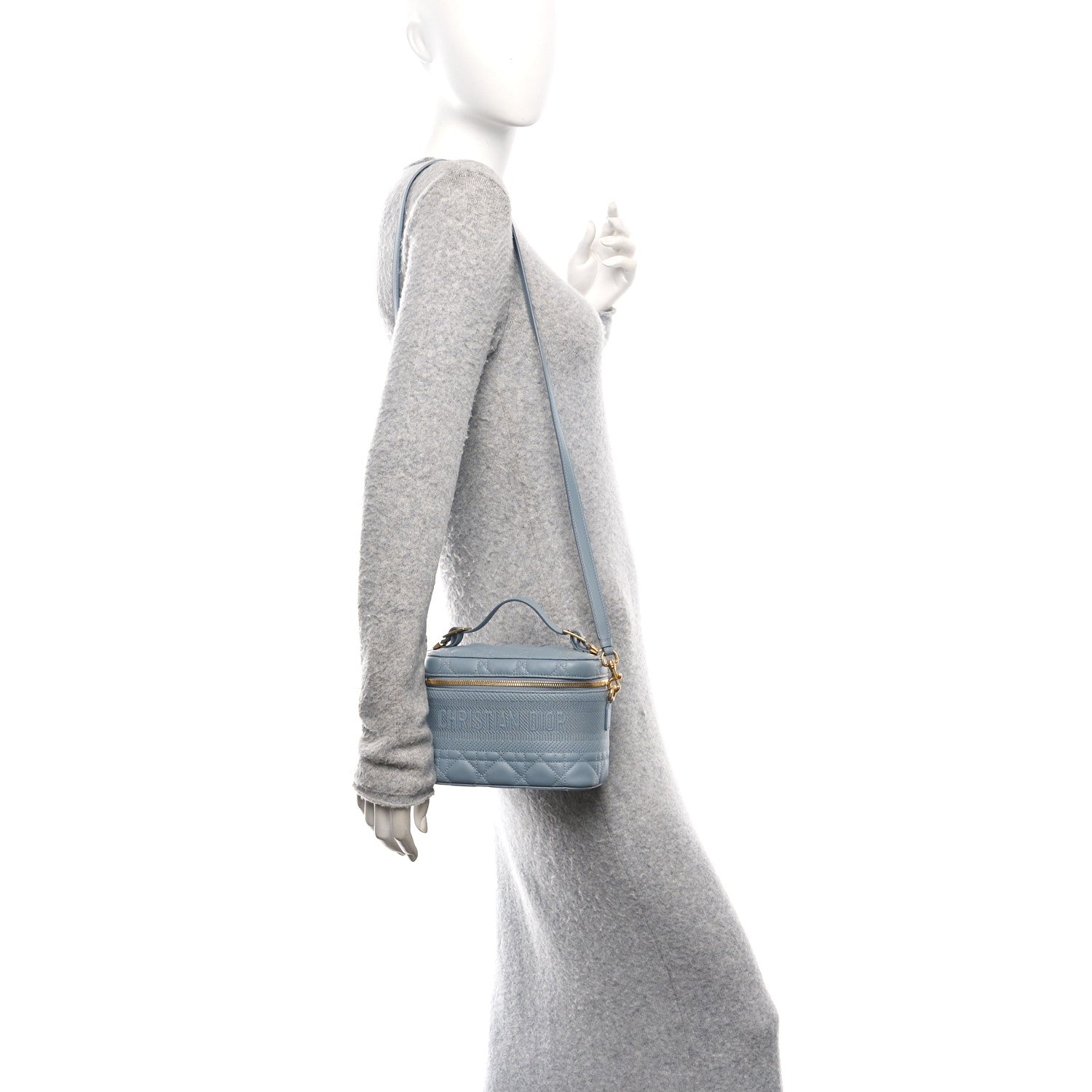 Lambskin Cannage Small Diortravel Vanity Case Cloud Blue