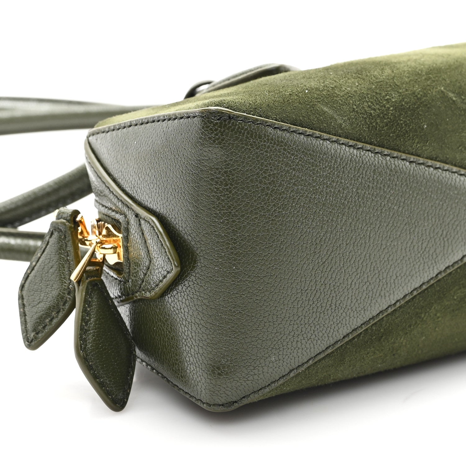 Suede Goatskin Small Le Teckel Bag Olive Green