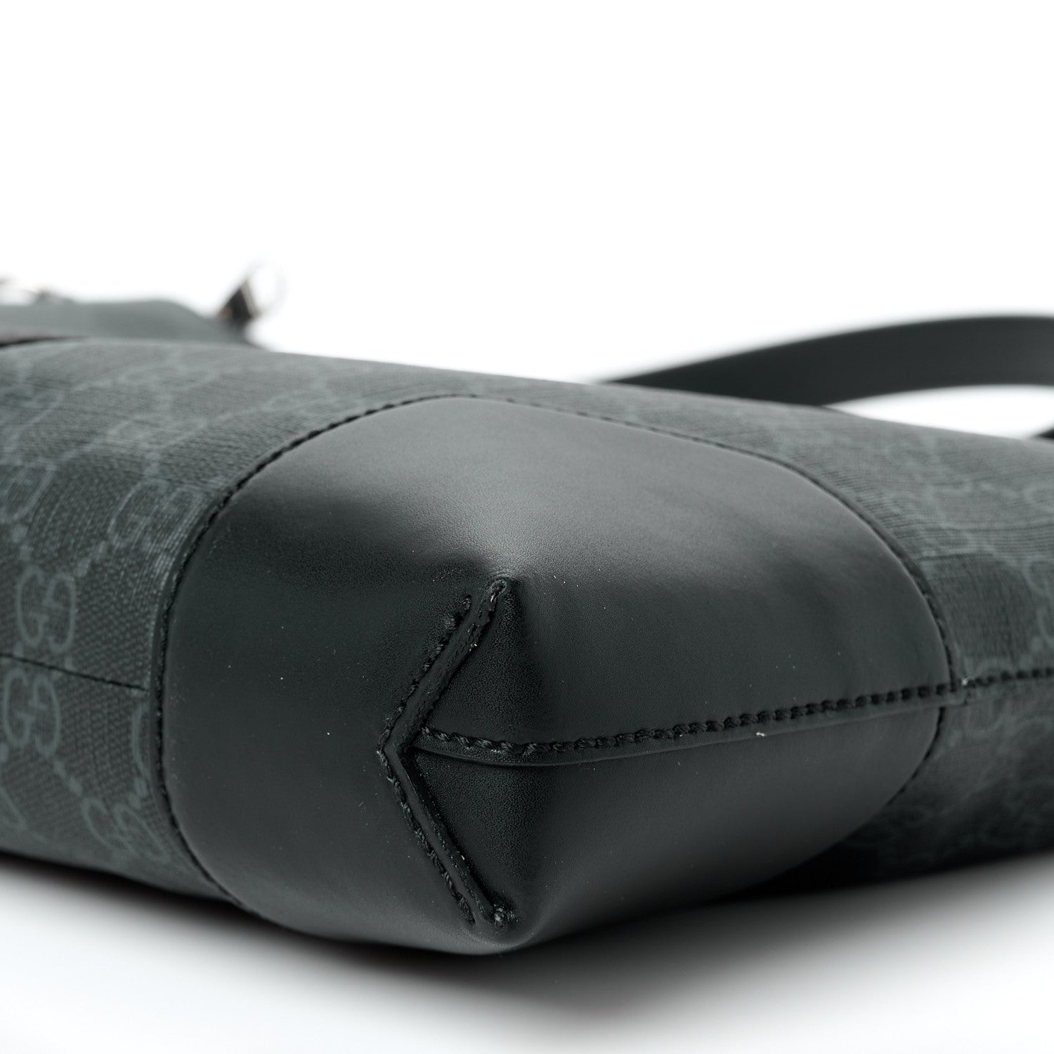 Soft GG Supreme Monogram Appia Calfskin Web East West Messenger Bag Black Grey