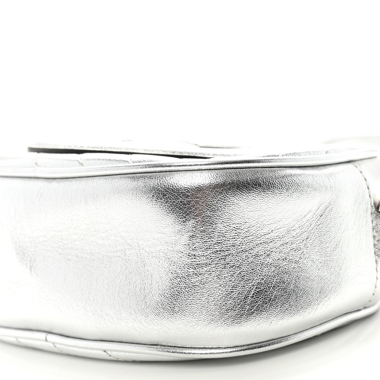 Metallic Sakai Be Green Calfskin Diagonal Stitched Mini Blondie Shoulder Bag Silver