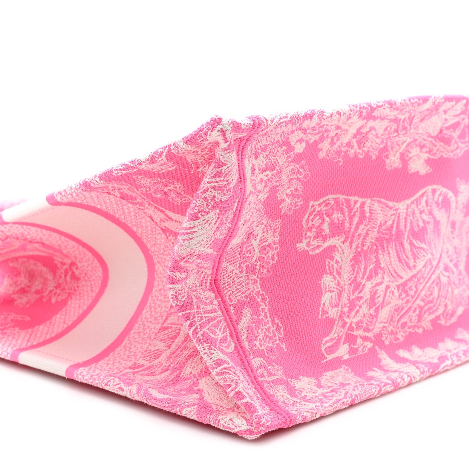 Canvas Embroidered Medium Dioriviera Toile De Jouy Book Tote Fluorescent Pink