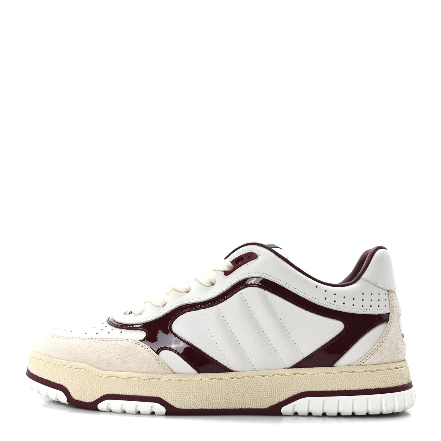 Calfskin Suede Mens Re-Web Sneakers 8 White Red