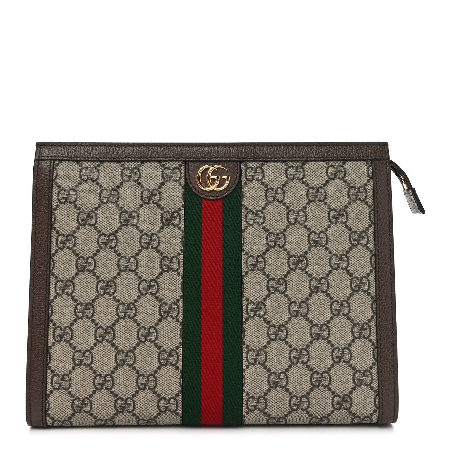 GG Supreme Monogram Web Ophidia Pouch Brown