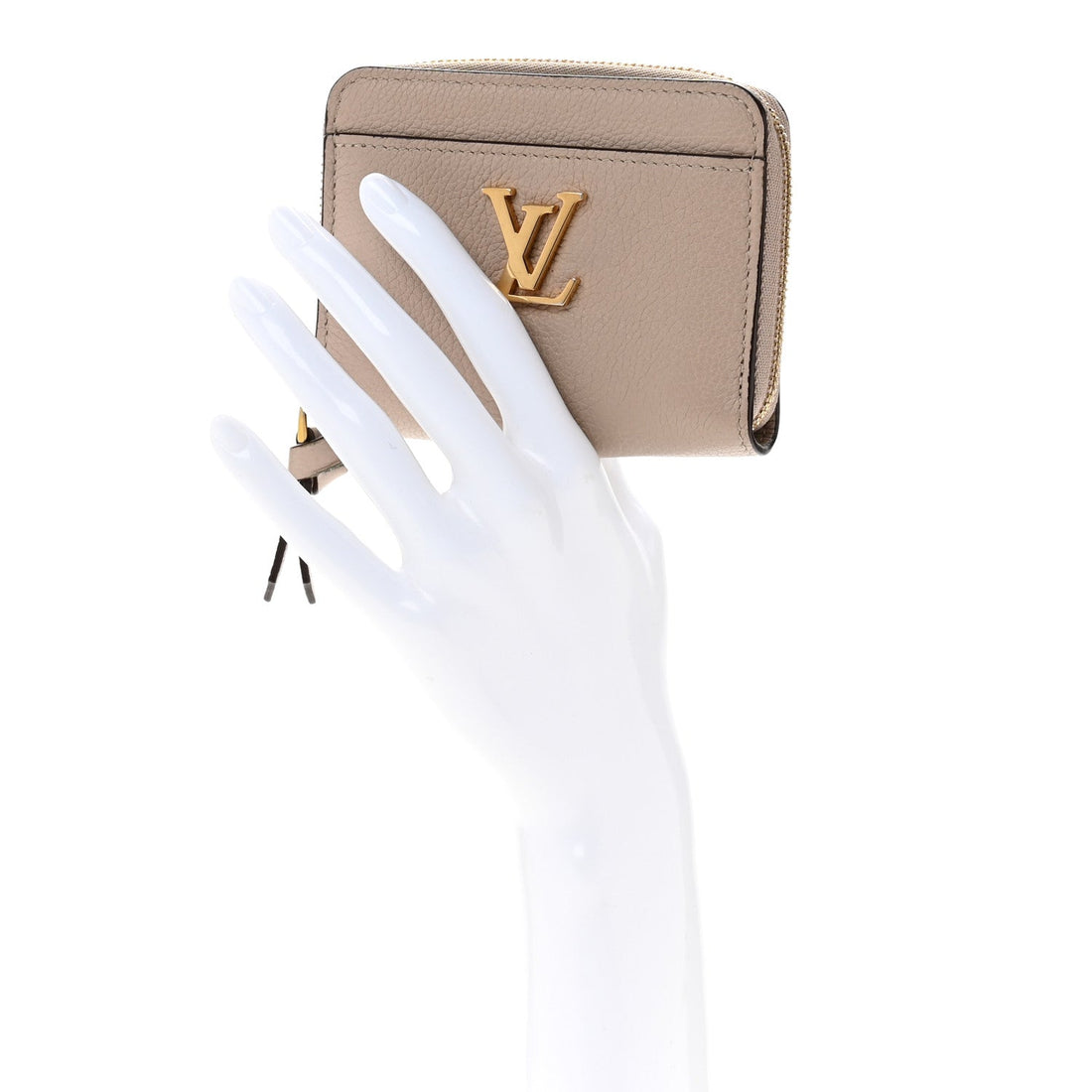 Calfskin Lockme Zippy Coin Purse Greige