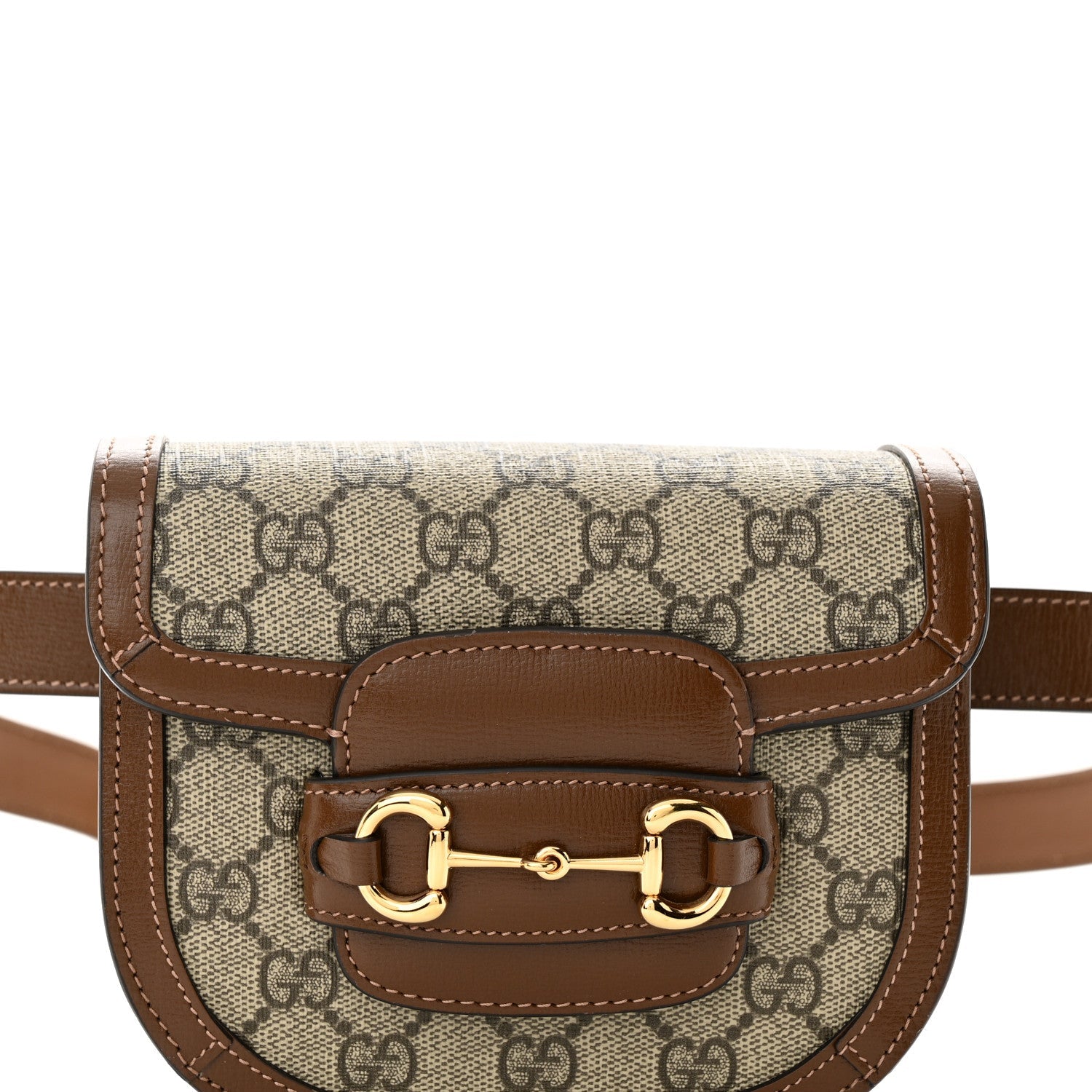 GG Supreme Monogram Horsebit 1955 Belt Bag Beige Brown Sugar