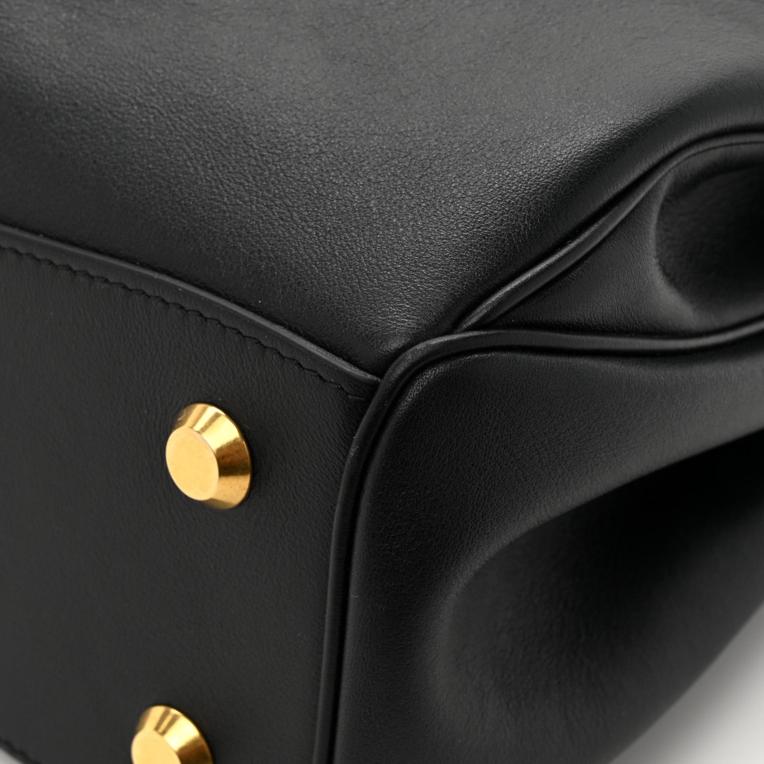 Natural Smooth Calfskin Medium Rodeo Top Handle Handbag Black