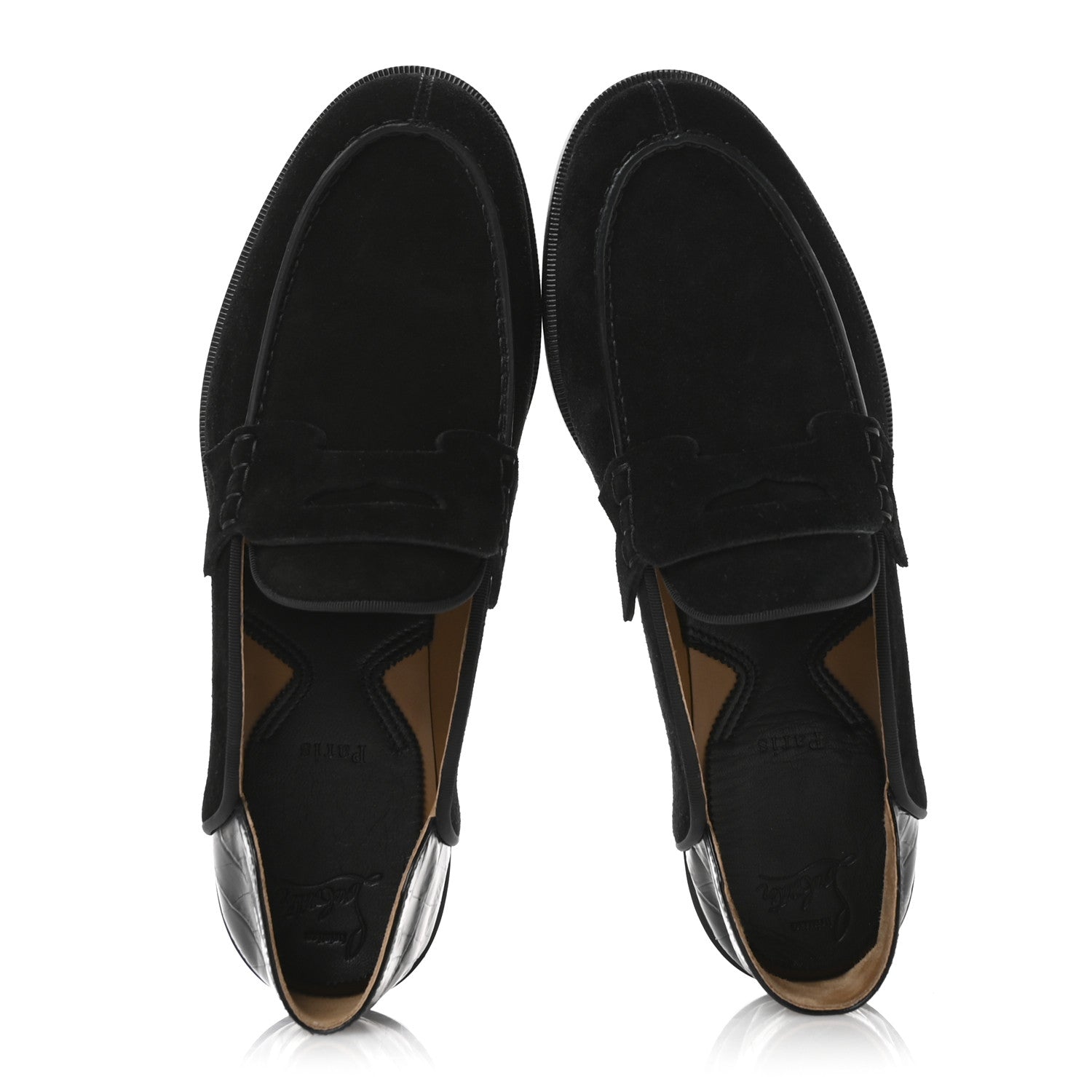 Crosta Alligator Embossed Mens Penny No Back Flat 42.5 Black