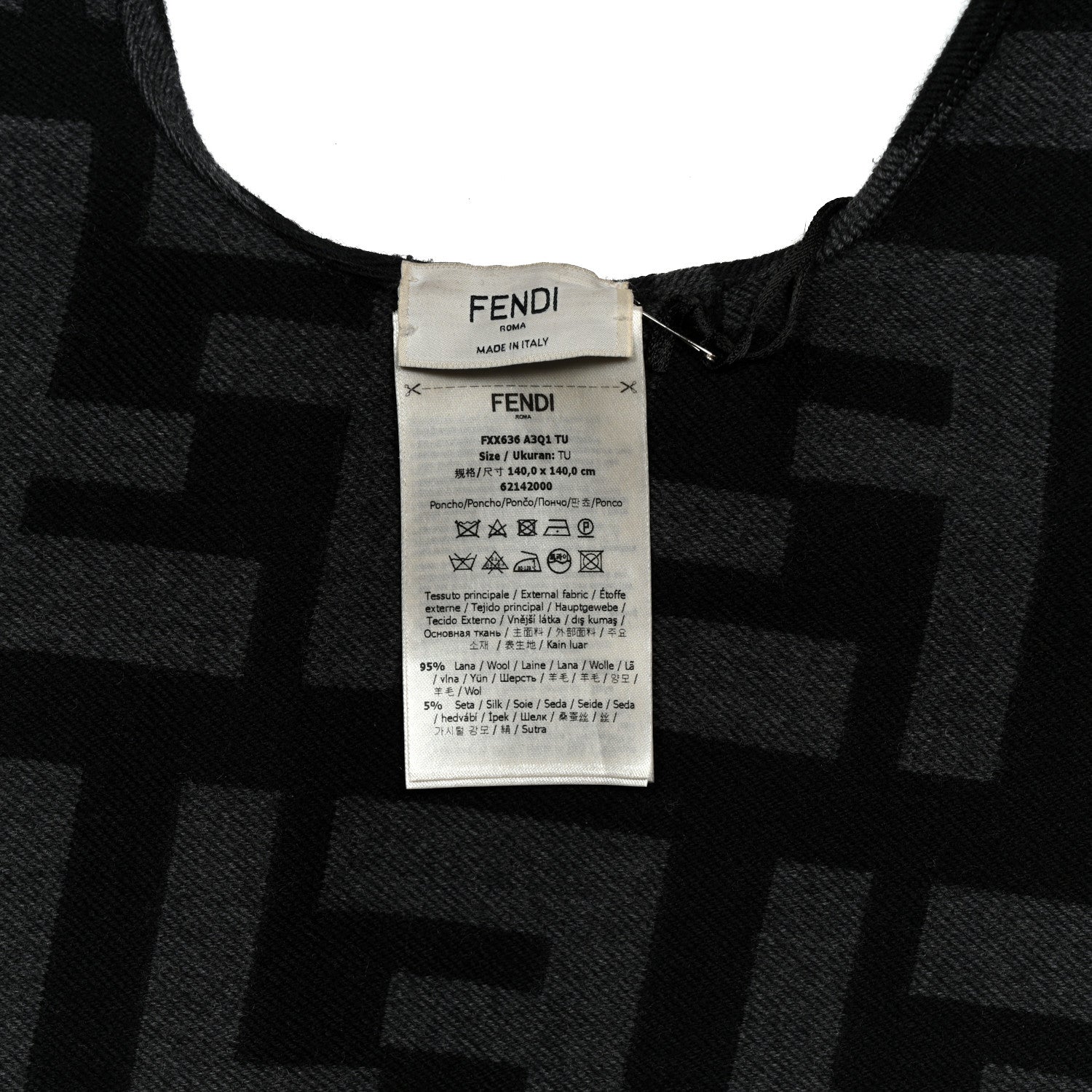 Wool Silk FF Poncho Black