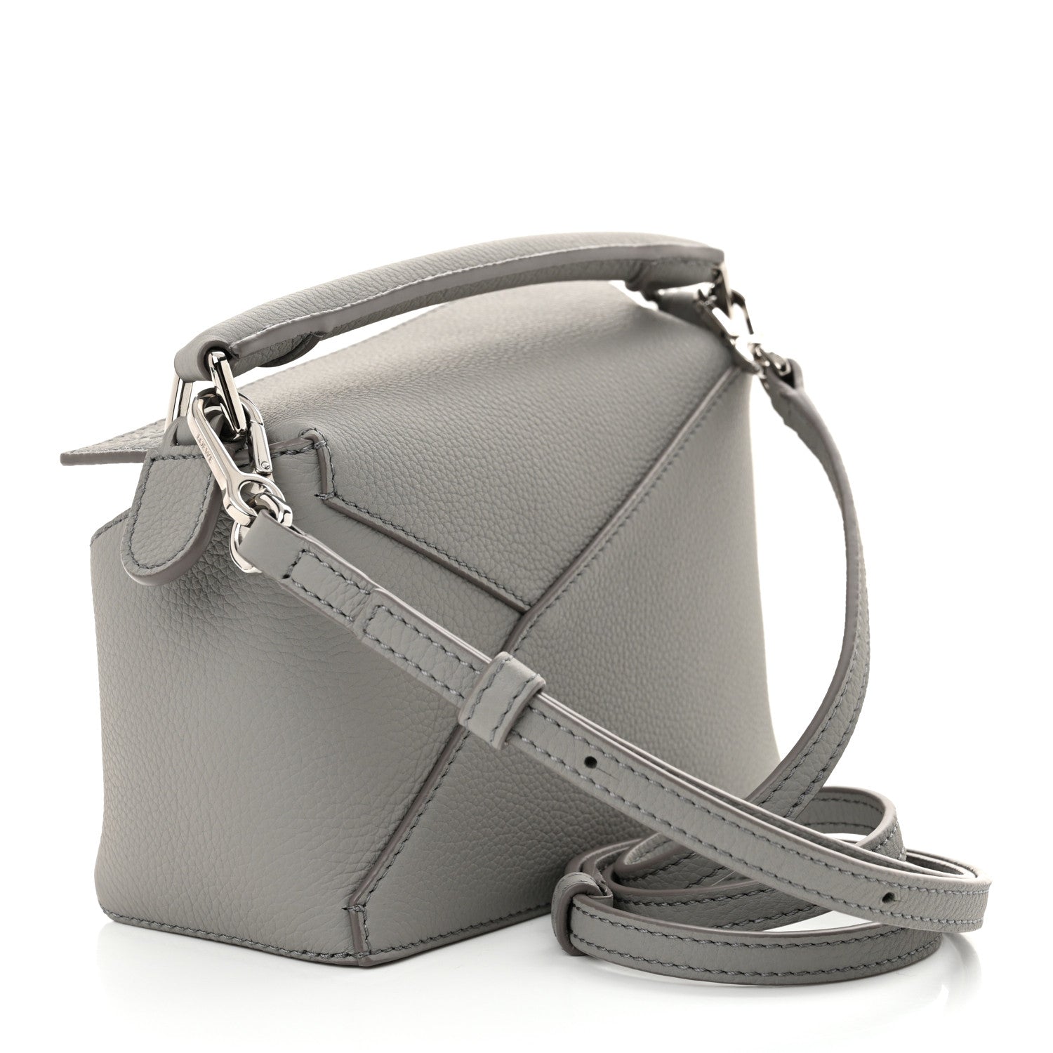 Soft Grained Calfskin Mini Puzzle Edge Bag Pearl Grey