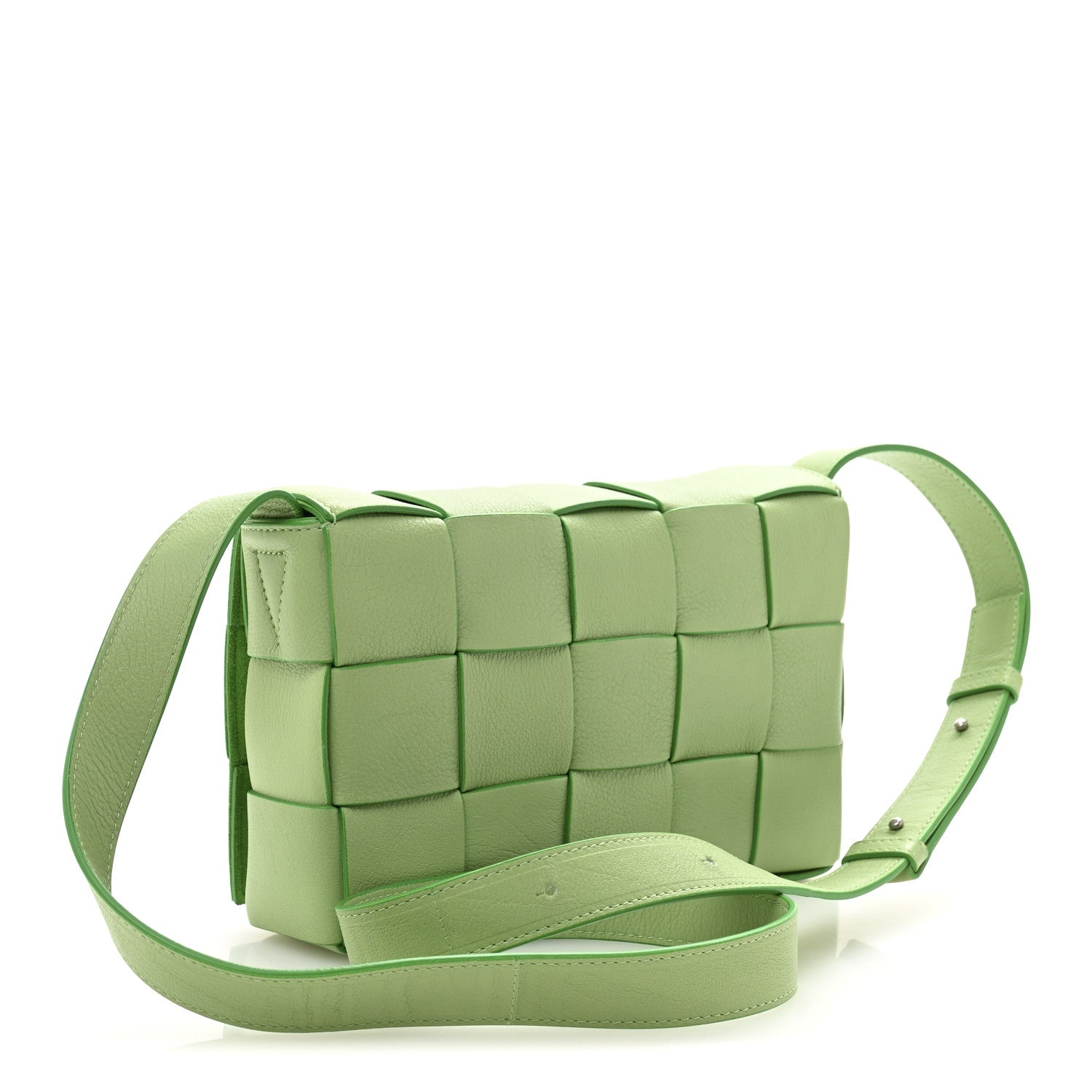 Grained Calfskin Maxi Intrecciato Cassette Crossbody Bag Pistachio