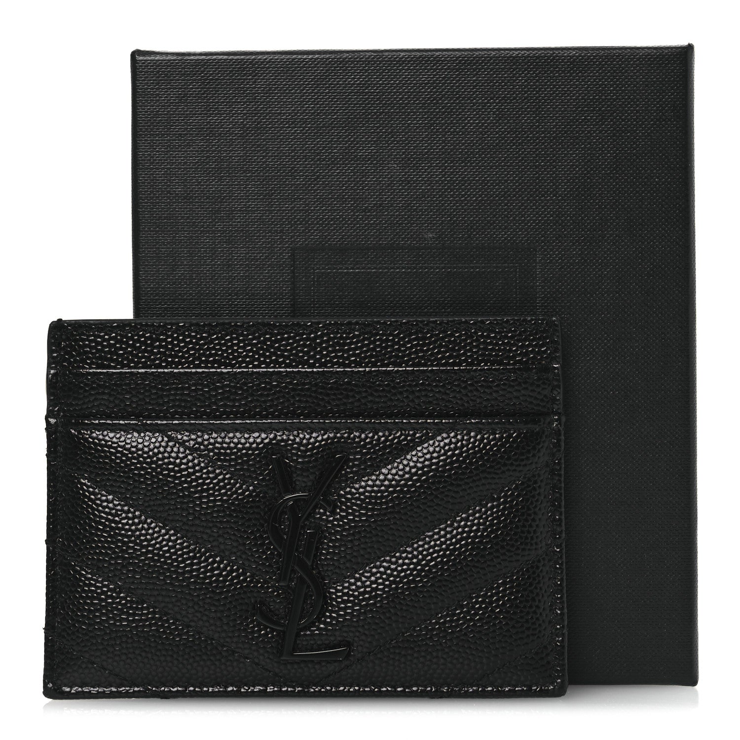 Grain De Poudre Matelasse Chevron Monochrome Monogram Credit Card Case Black