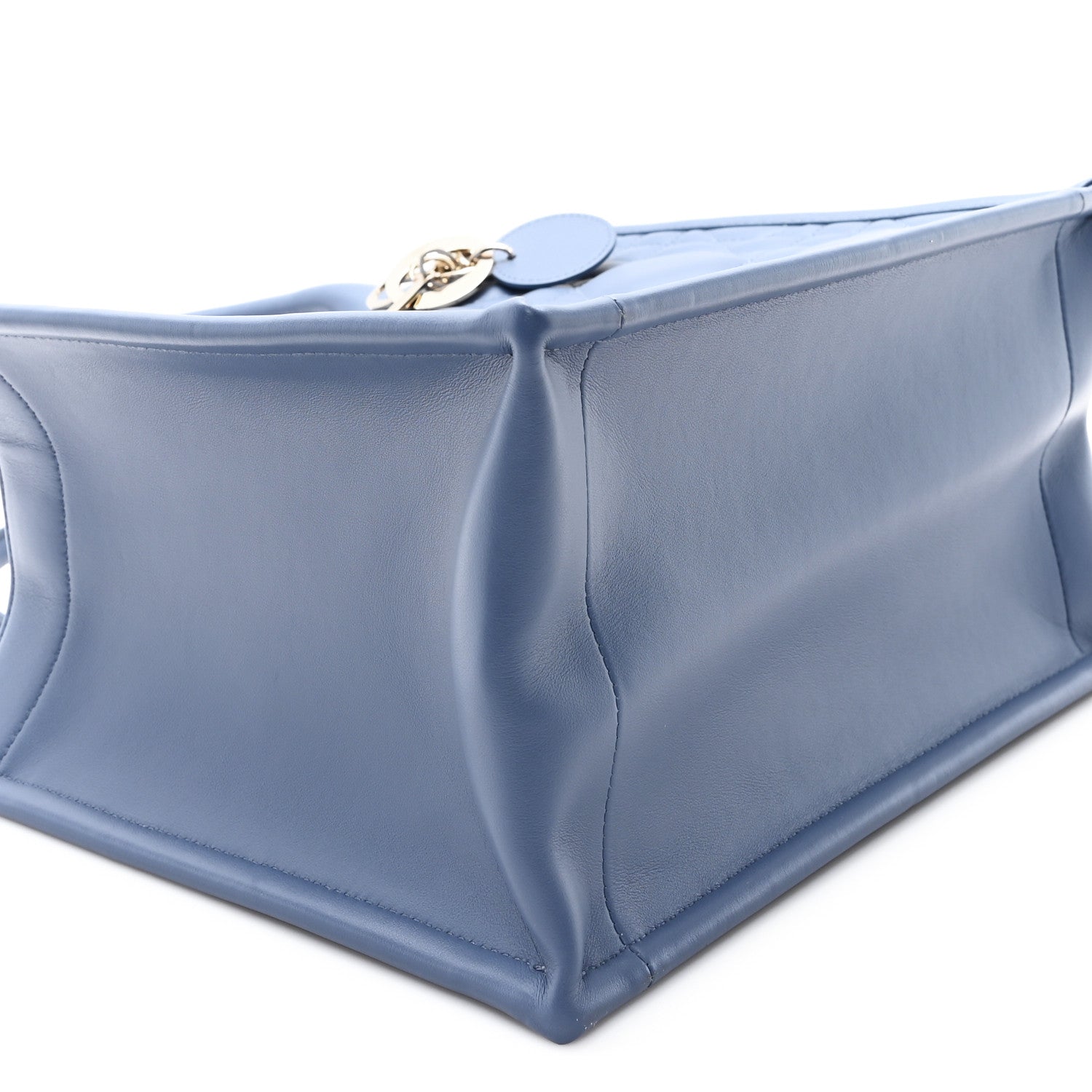 Calfskin Macro Cannage Small Book Tote Denim Blue