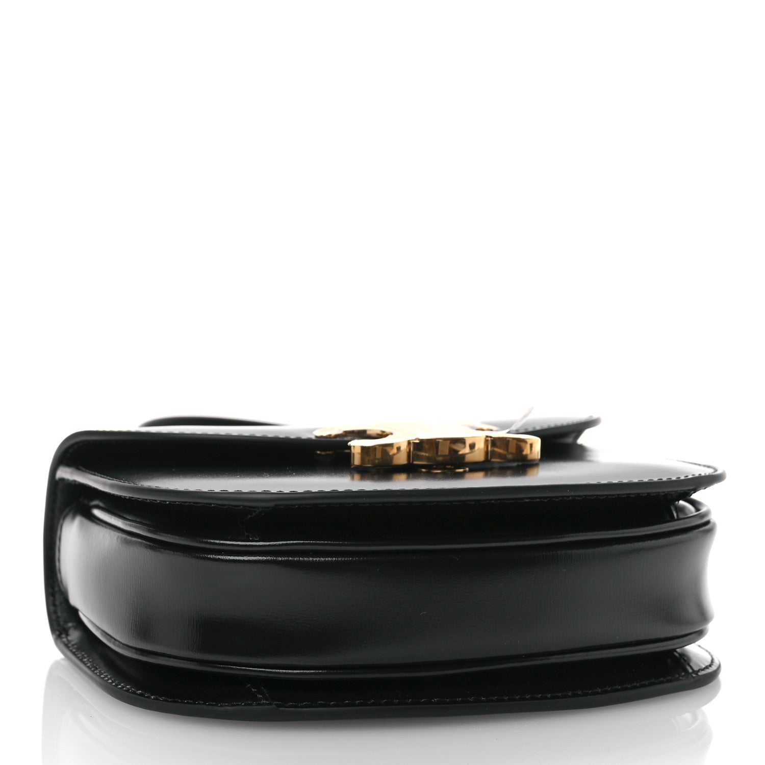 Shiny Calfskin Triomphe Mini Besace Clea Black