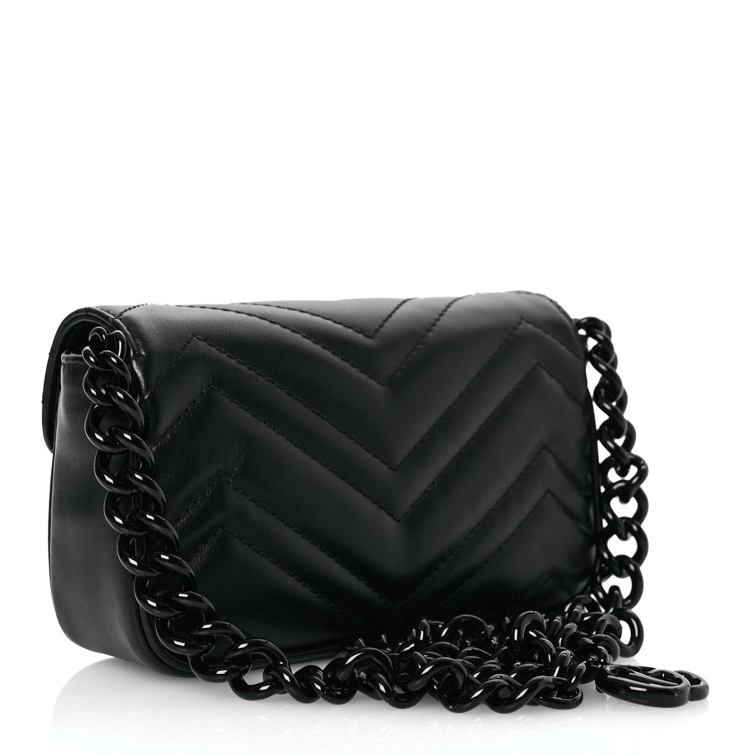 Calfskin Matelasse Monochrome GG Marmont Chain Belt Bag Black