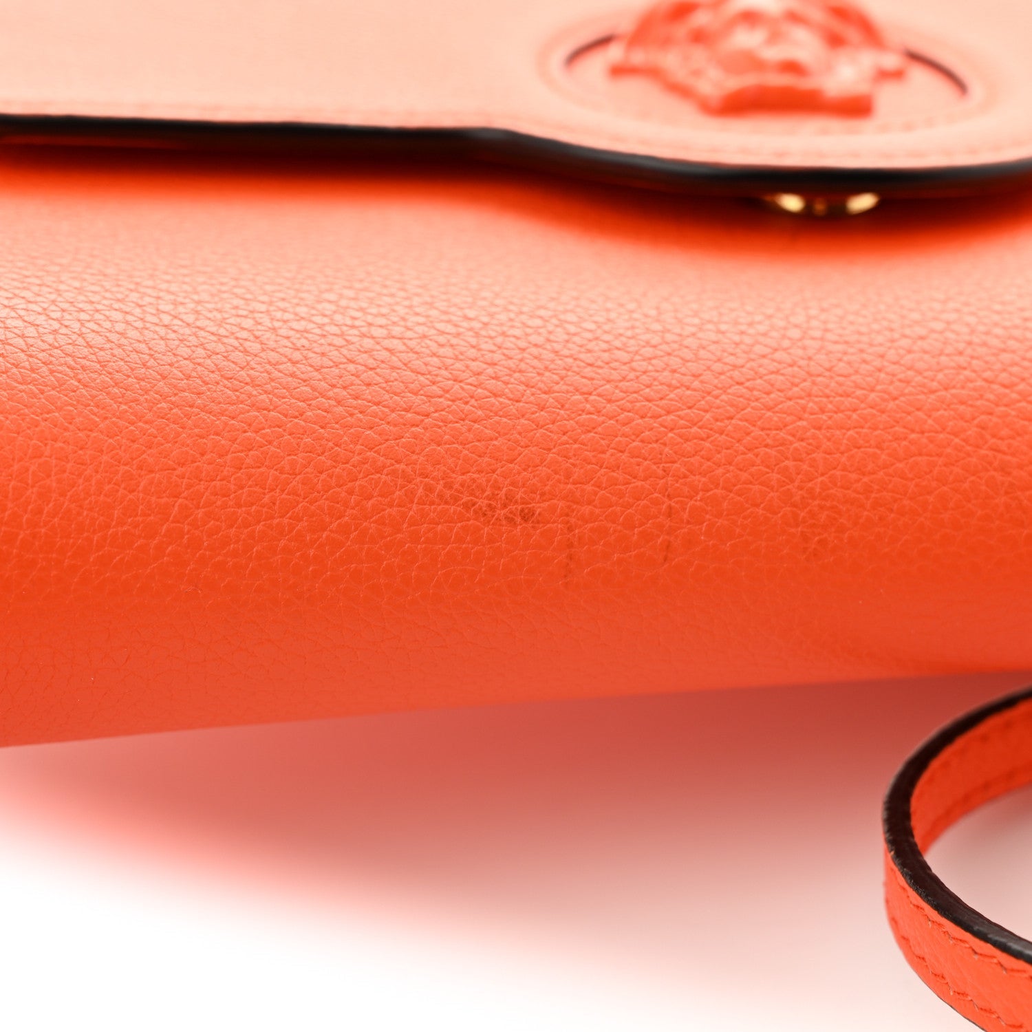 Grained Calfskin La Medusa Crossbody Bag Orange