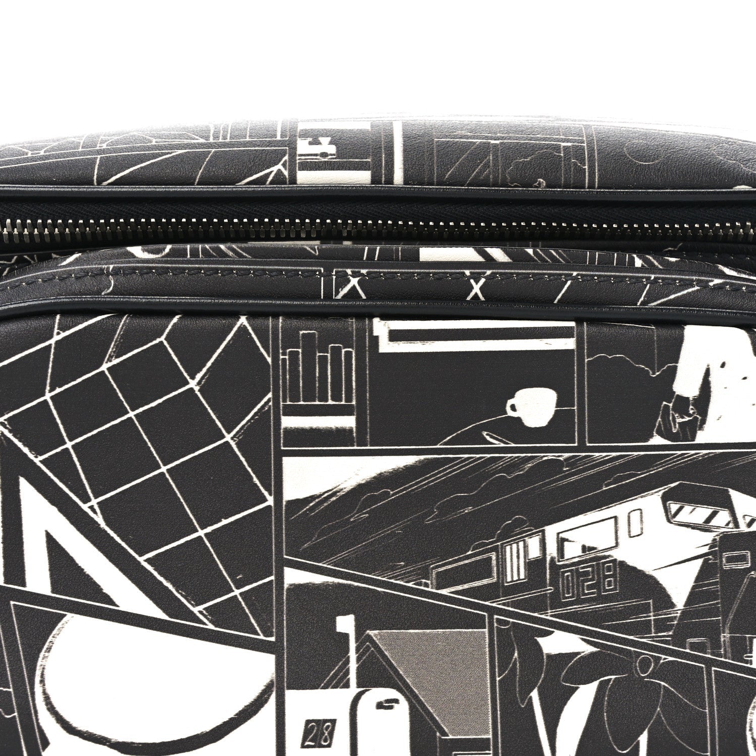 X JAMES JEAN Calfskin Comic Print Belt Bag Black