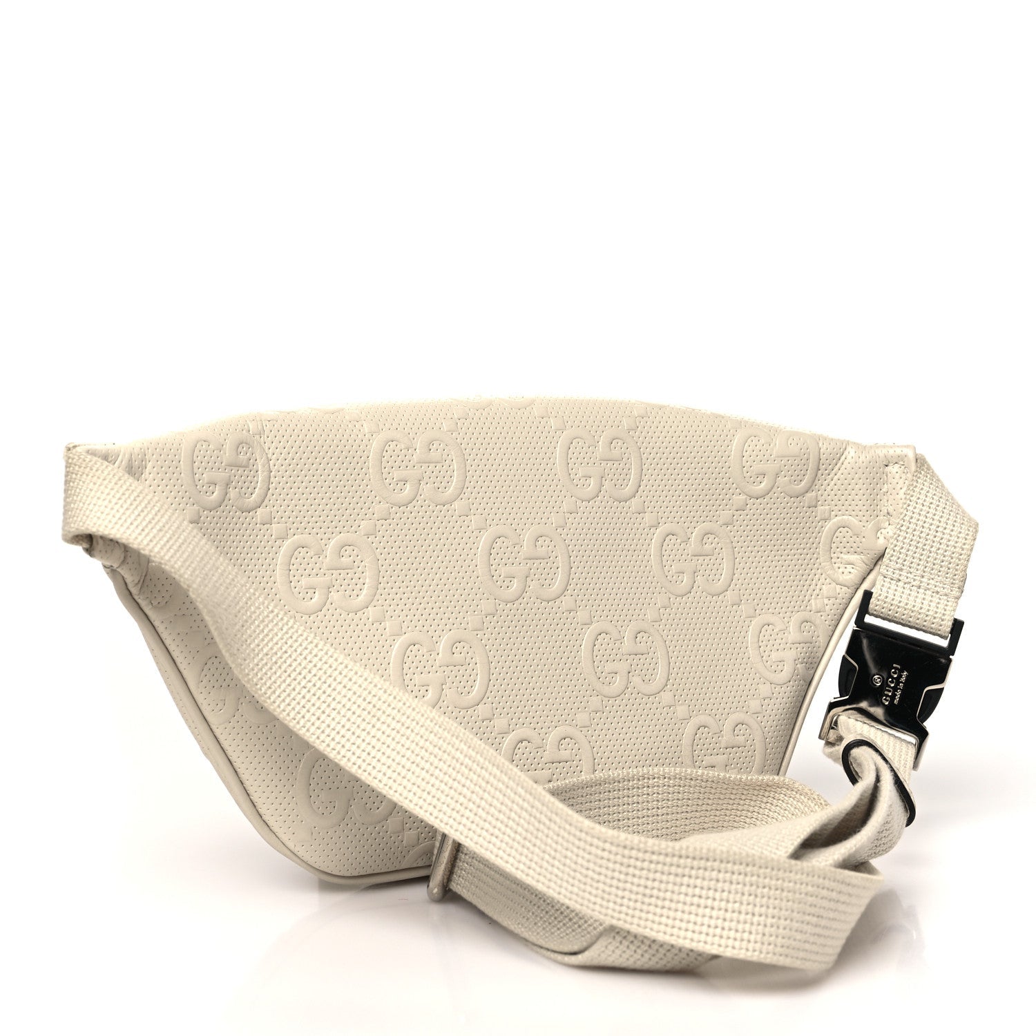 Calfskin GG Tennis Embossed Belt Bag Mystic White