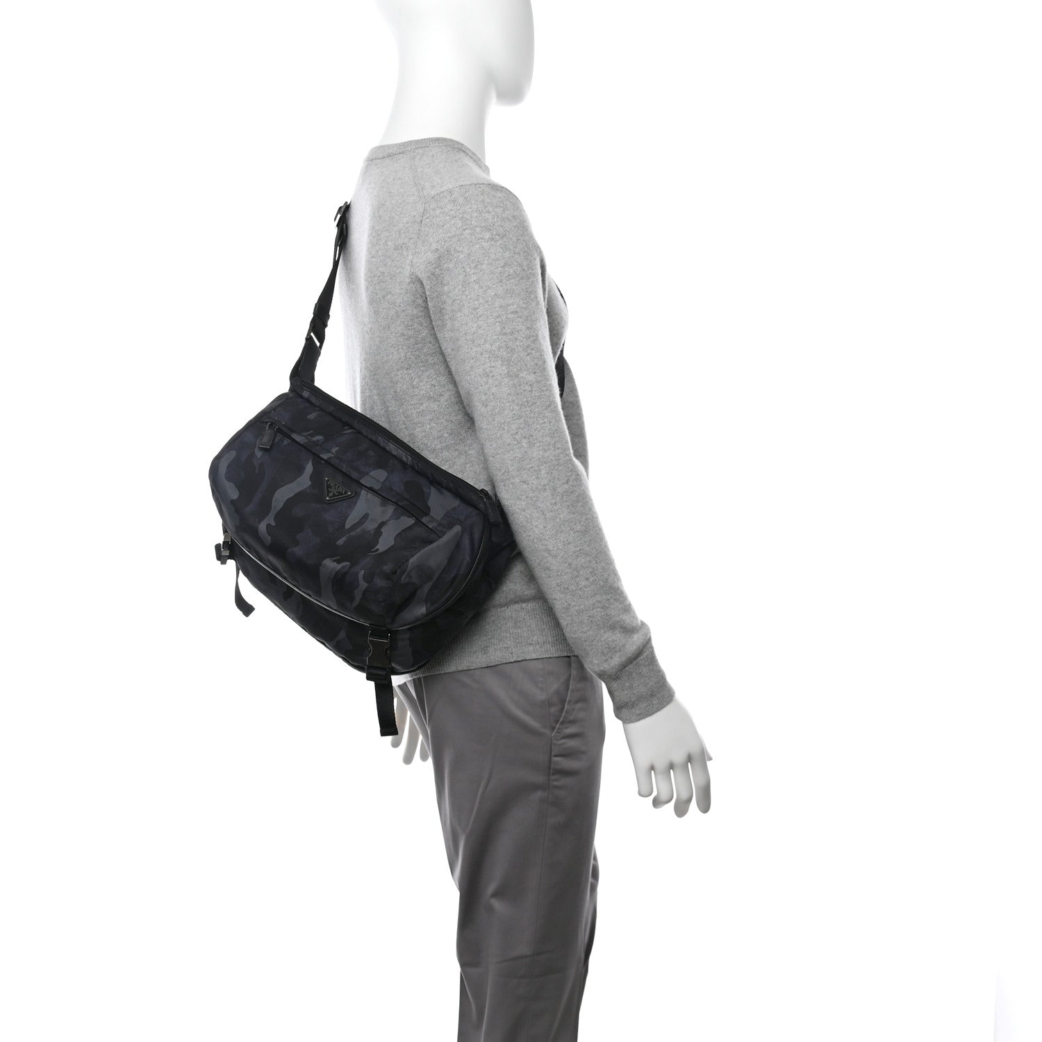 Tessuto Nylon Camouflage Belt Bag Fumo