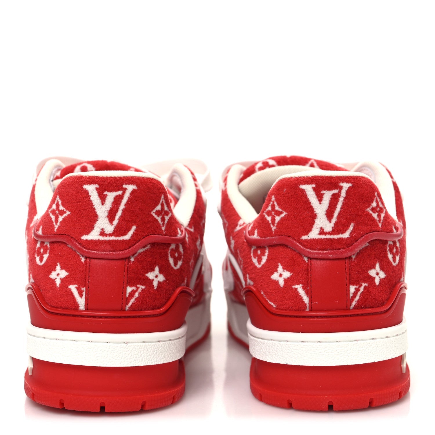 Jacquard Velvet Monogram Mens LV Trainer Sneakers 6.5 Red