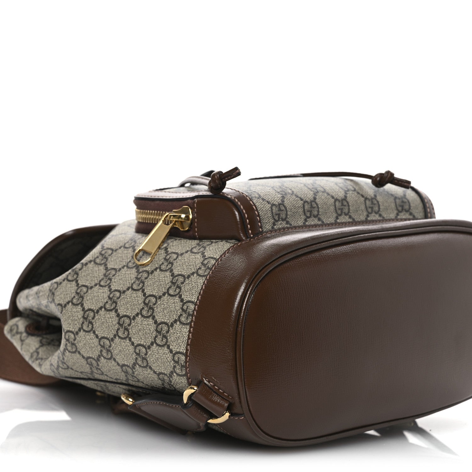 GG Supreme Monogram Azalea Calfskin Retro Interlocking G Buckle Backpack Beige Ebony Brown Sugar