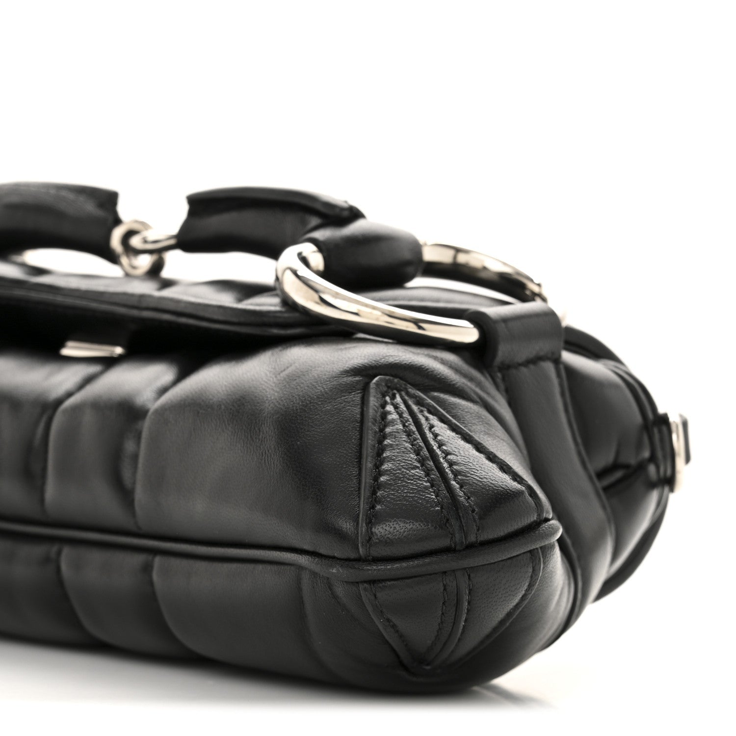 Nappa Vertical Matelasse Small Maxi Horsebit Chain Shoulder Bag Black