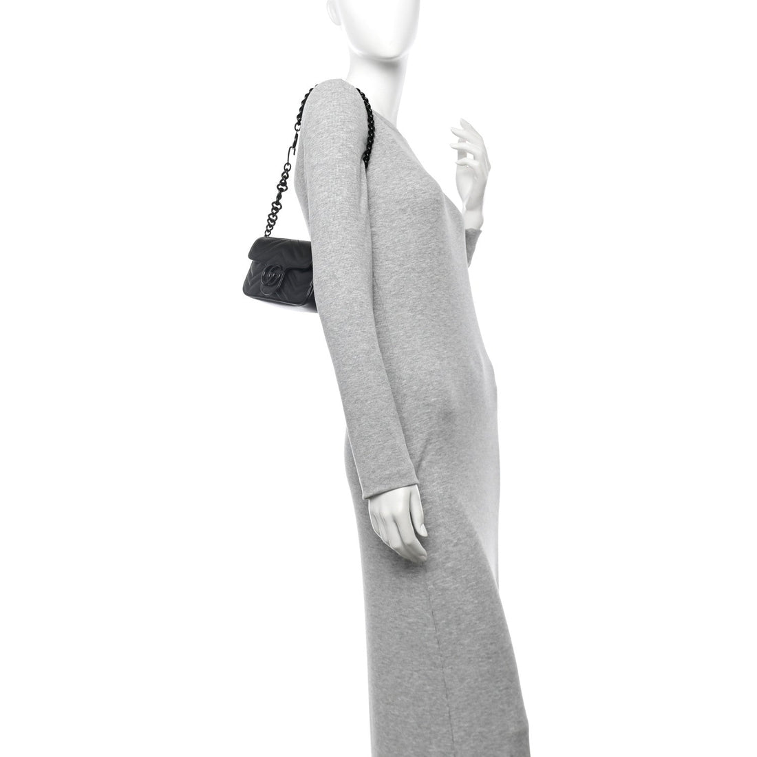 Calfskin Matelasse Monochrome GG Marmont Chain Belt Bag Black