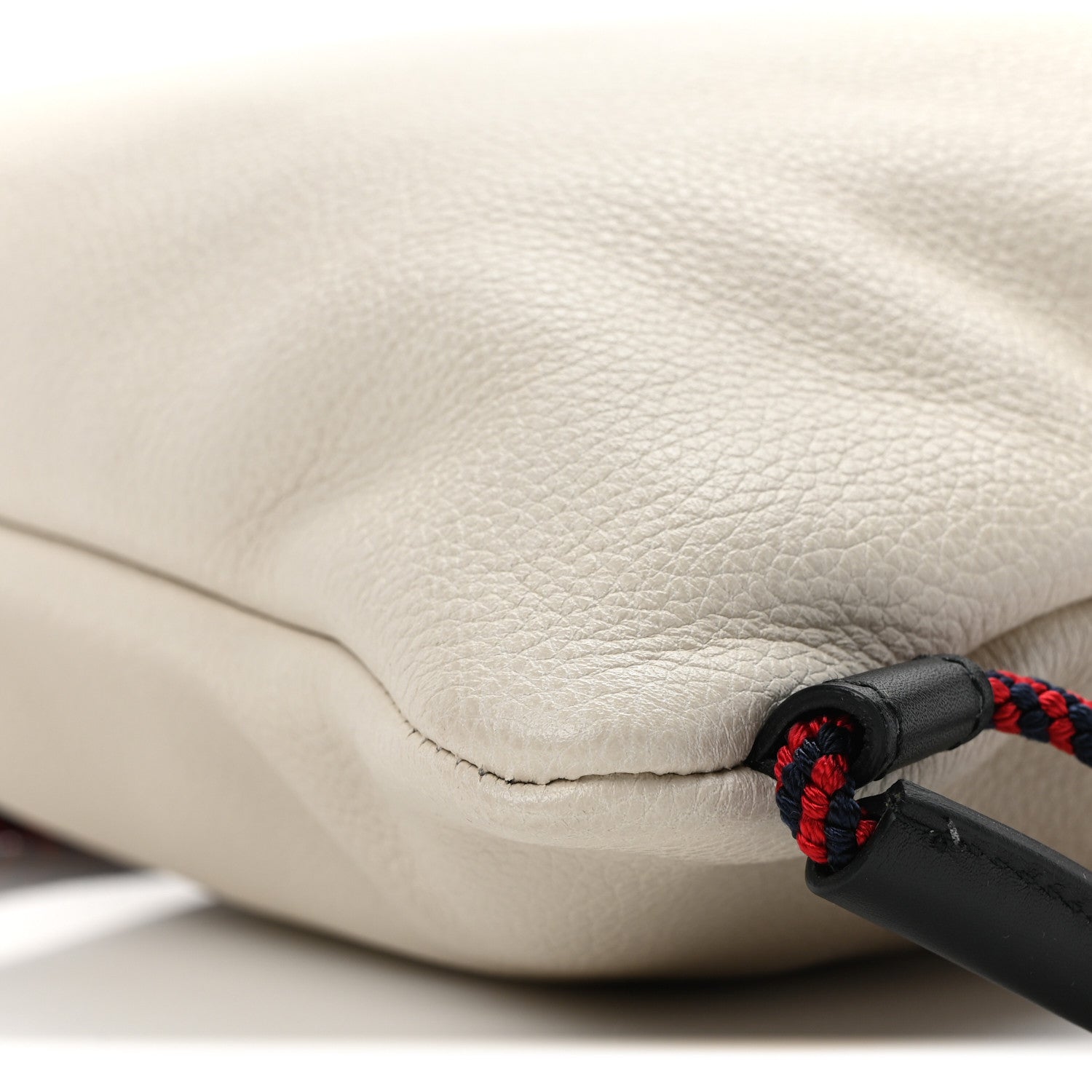 Calfskin Logo Drawstring Backpack Mystic White