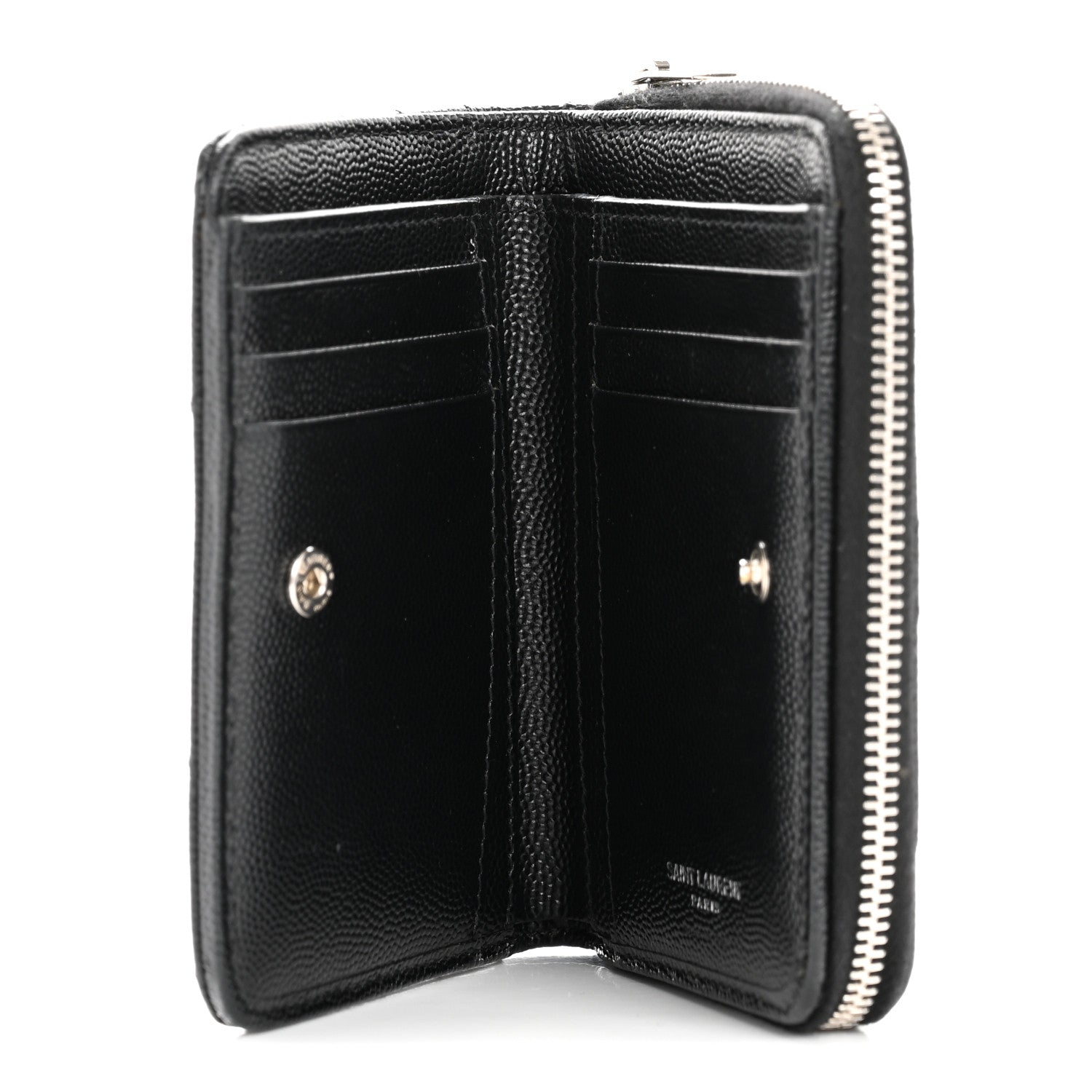 Grain De Poudre Matelasse Chevron Monogram Compact Zip Around Wallet Black