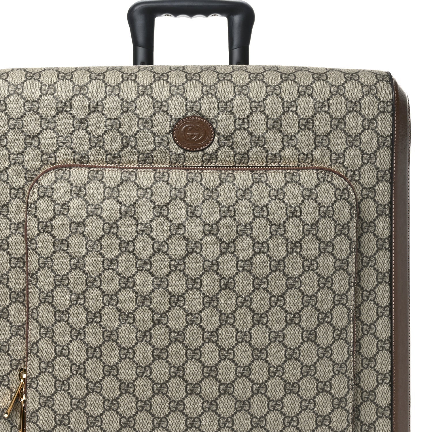 GG Supreme Monogram Azalea Calfskin Retro Interlocking G Small Savoy Cabin Trolley Beige Ebony Brown Sugar