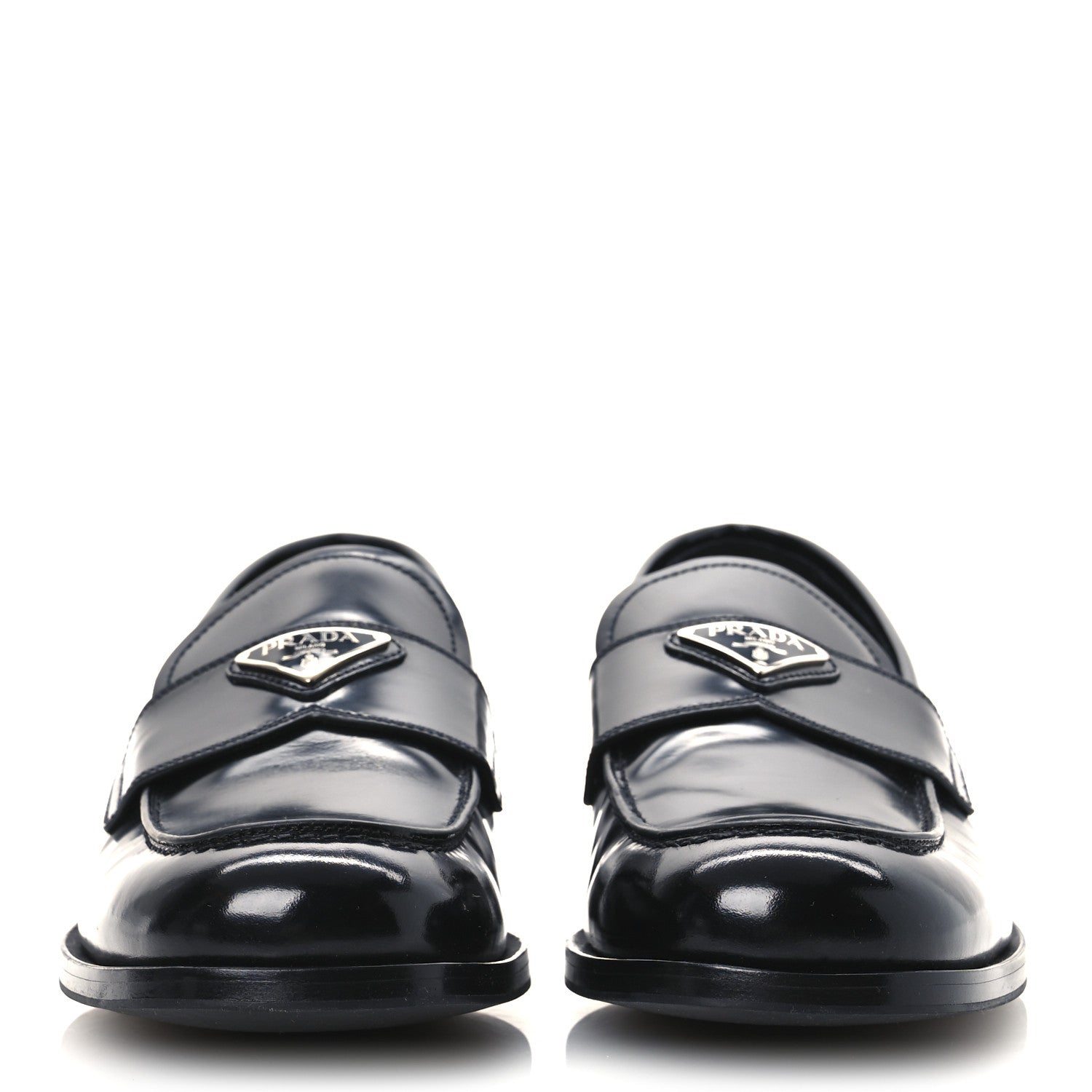 Spazzolato Fume Metal Triangle Logo Mens Loafers 8.5 Black