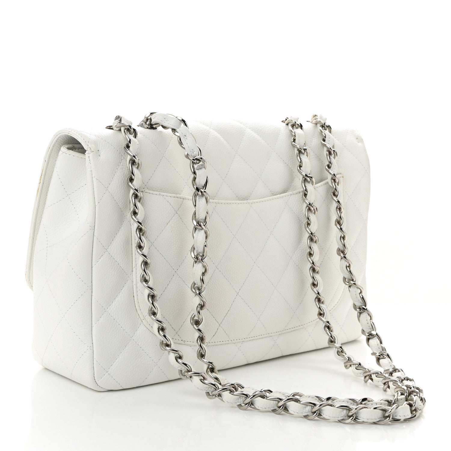 Caviar Quilted Jumbo Single Flap White
