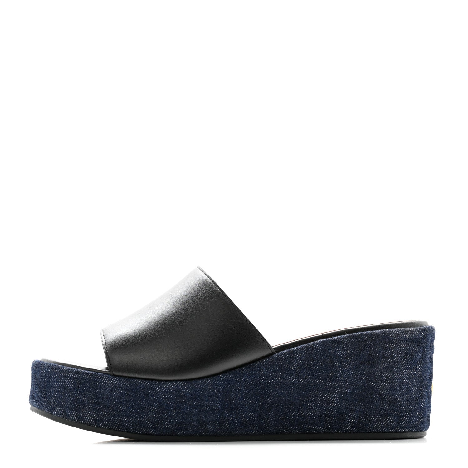 Denim Calfskin Graphic Cannage Attitude Dior Wedge Slide 37.5 Blue